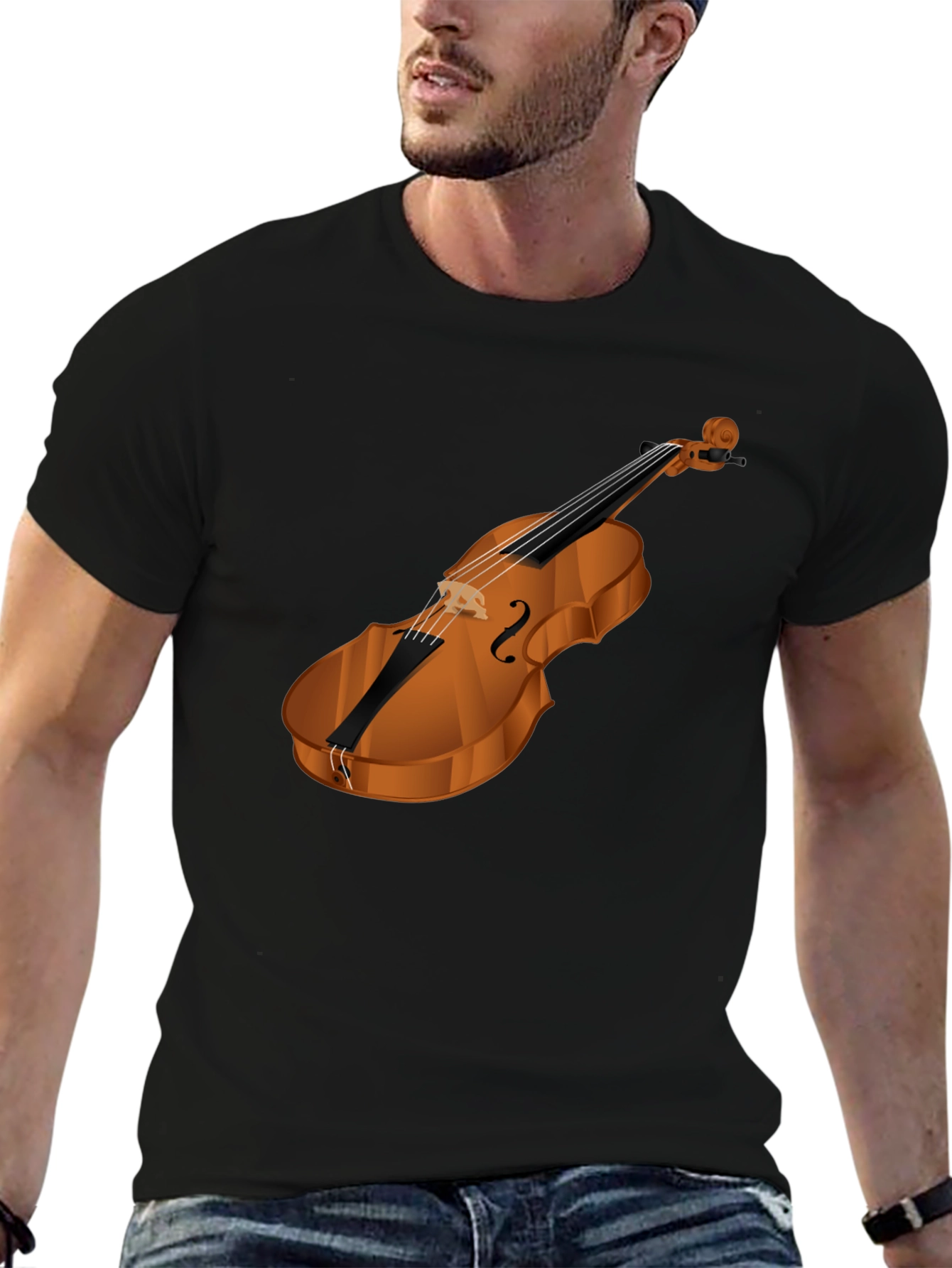 Violin Graphic Black T-Shirt