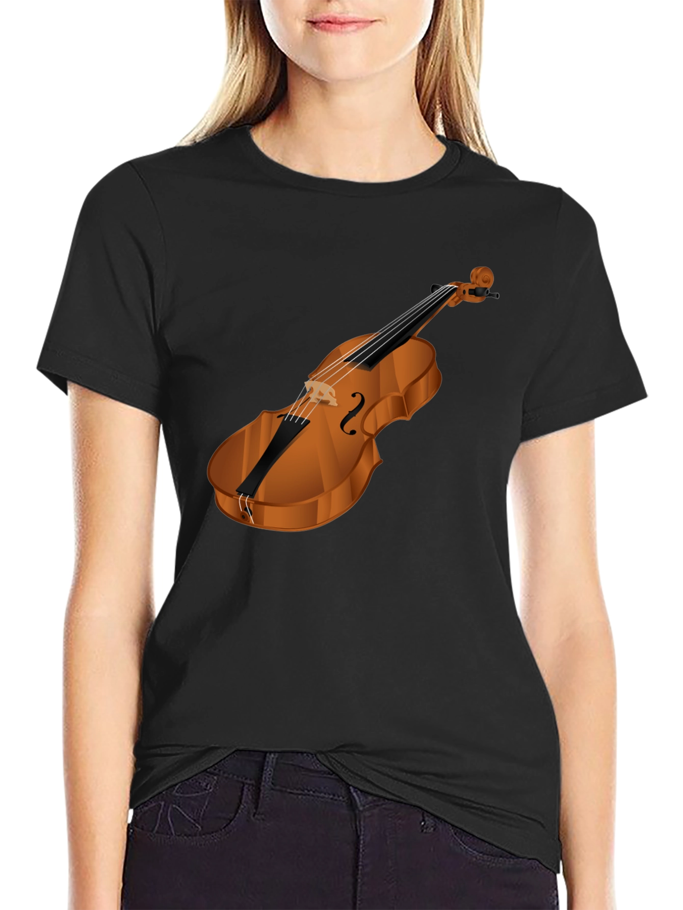 Violin Graphic Black T-Shirt