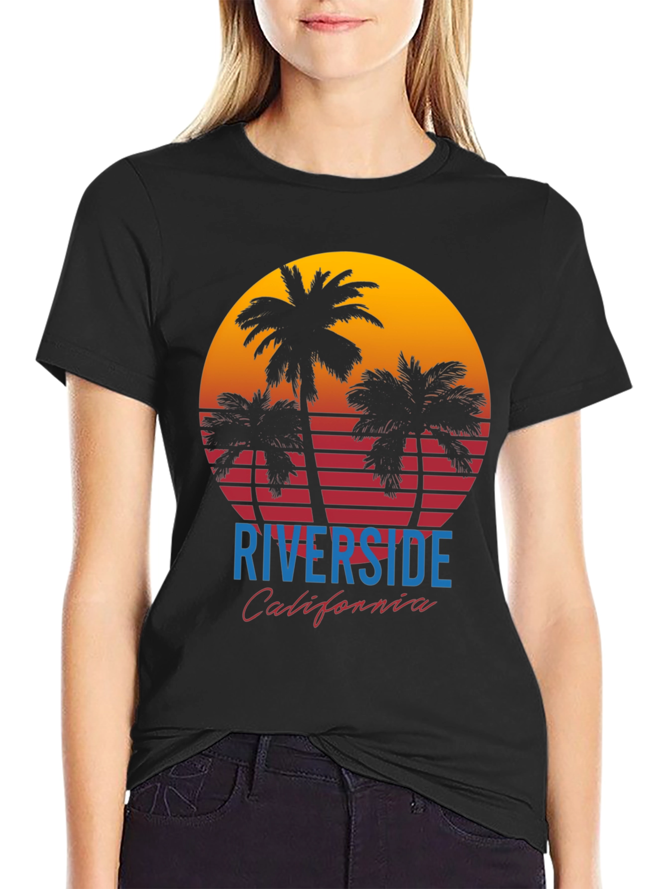 Riverside California Retro Sunset Graphic T-Shirt