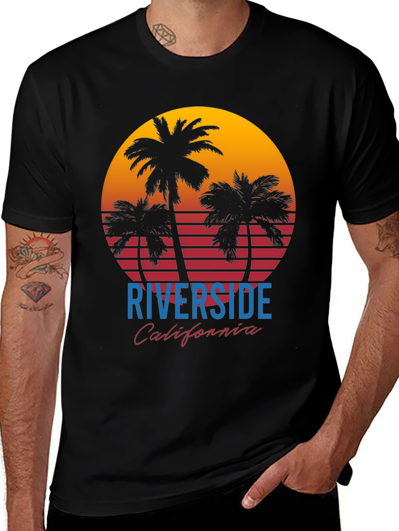 Riverside California Retro Sunset Graphic T-Shirt
