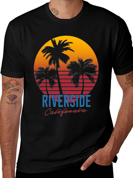Riverside California Retro Sunset Graphic T-Shirt