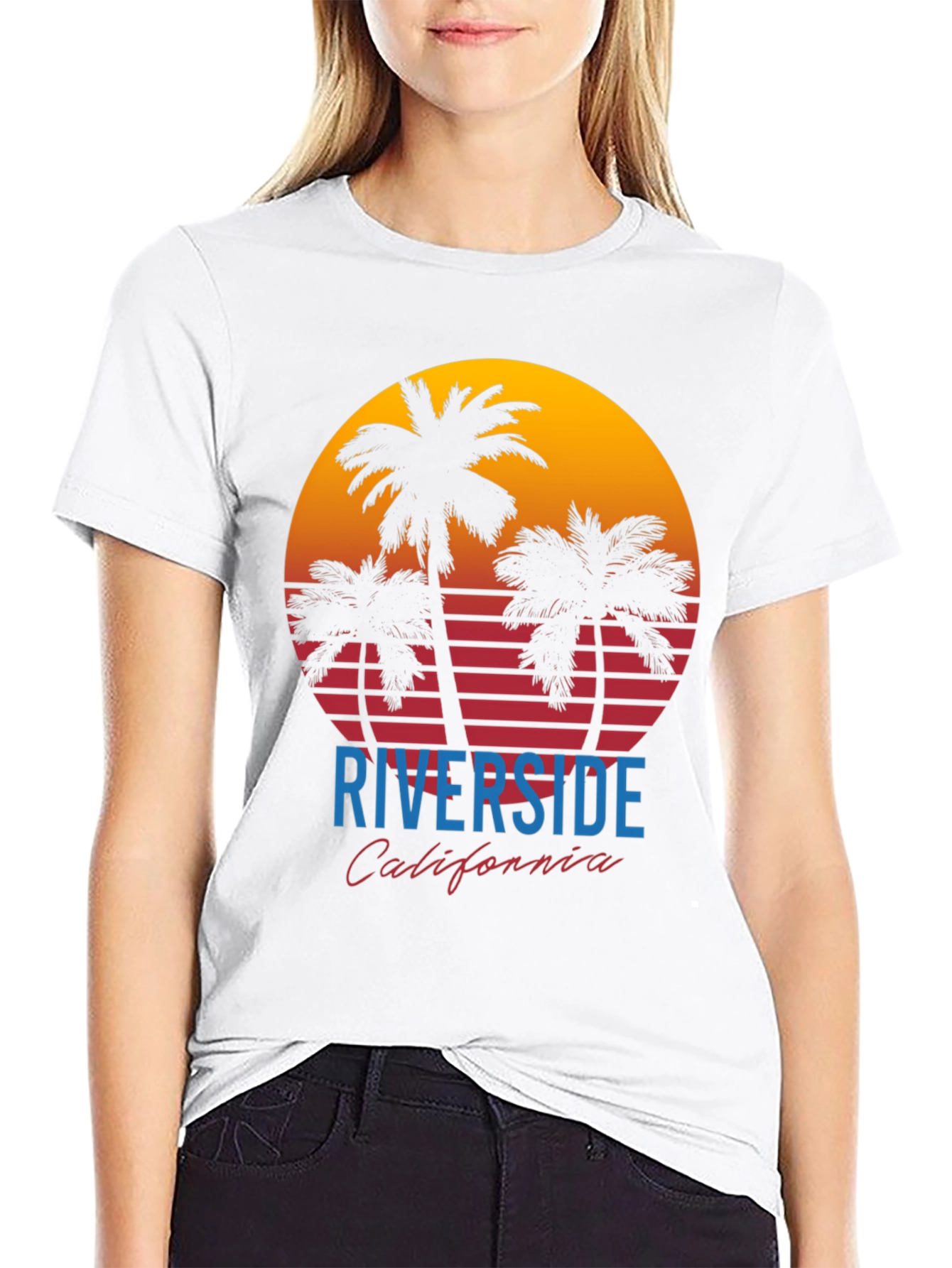 Riverside California Retro Sunset Graphic T-Shirt