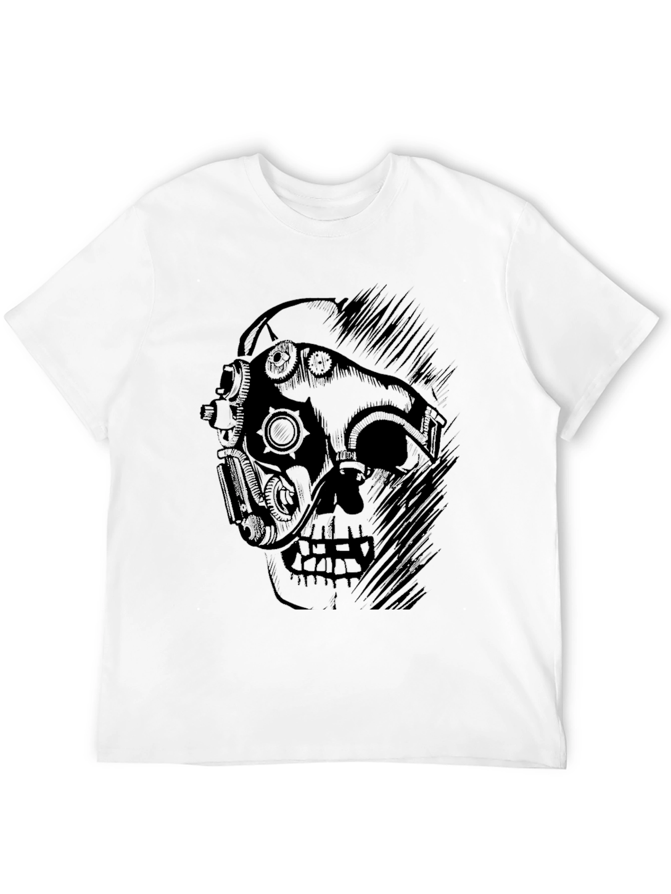 Steampunk Skull Graphic Black T-Shirt