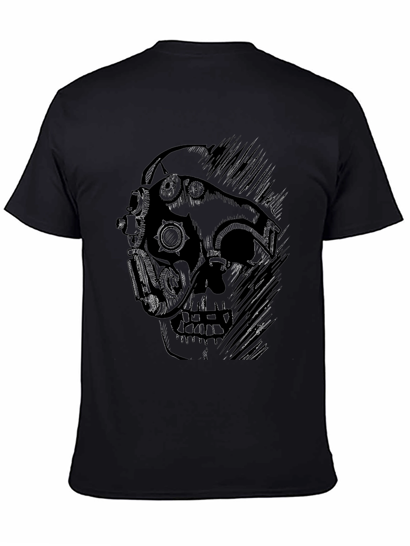 Steampunk Skull Graphic Black T-Shirt