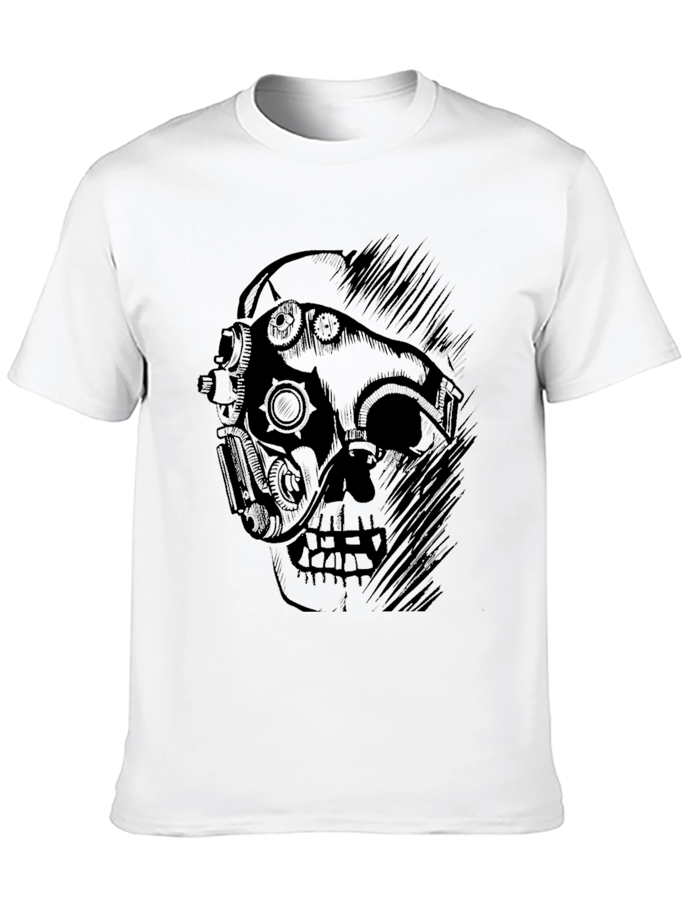 Steampunk Skull Graphic Black T-Shirt