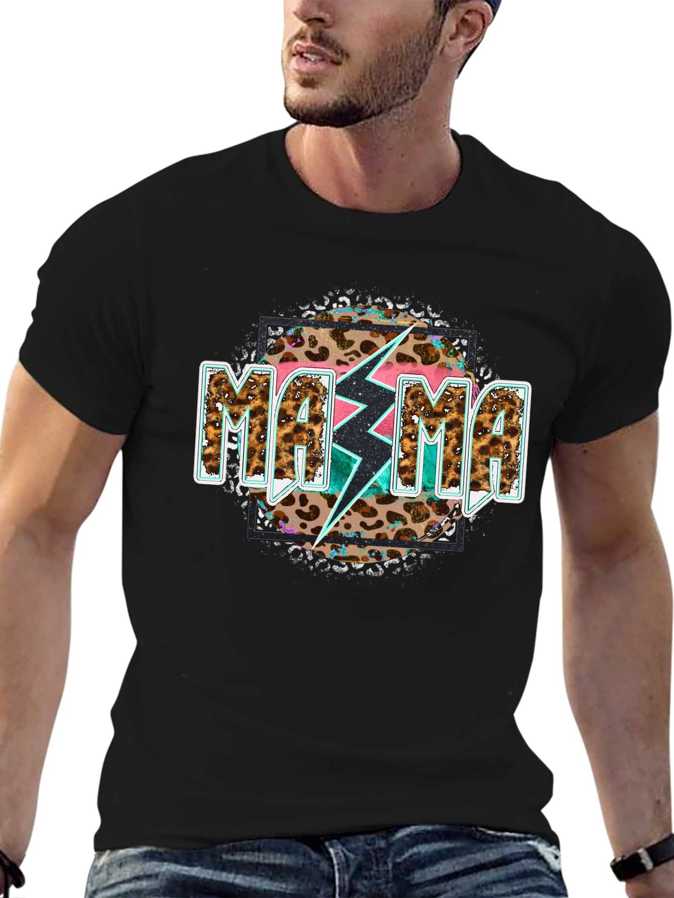 Mama Leopard Bolt Graphic Tee