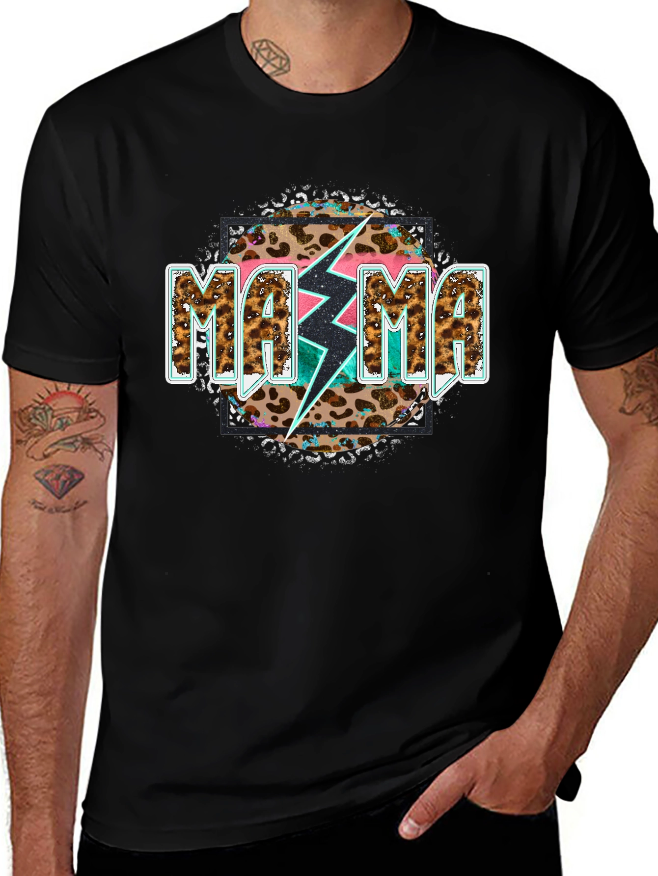 Mama Leopard Bolt Graphic Tee