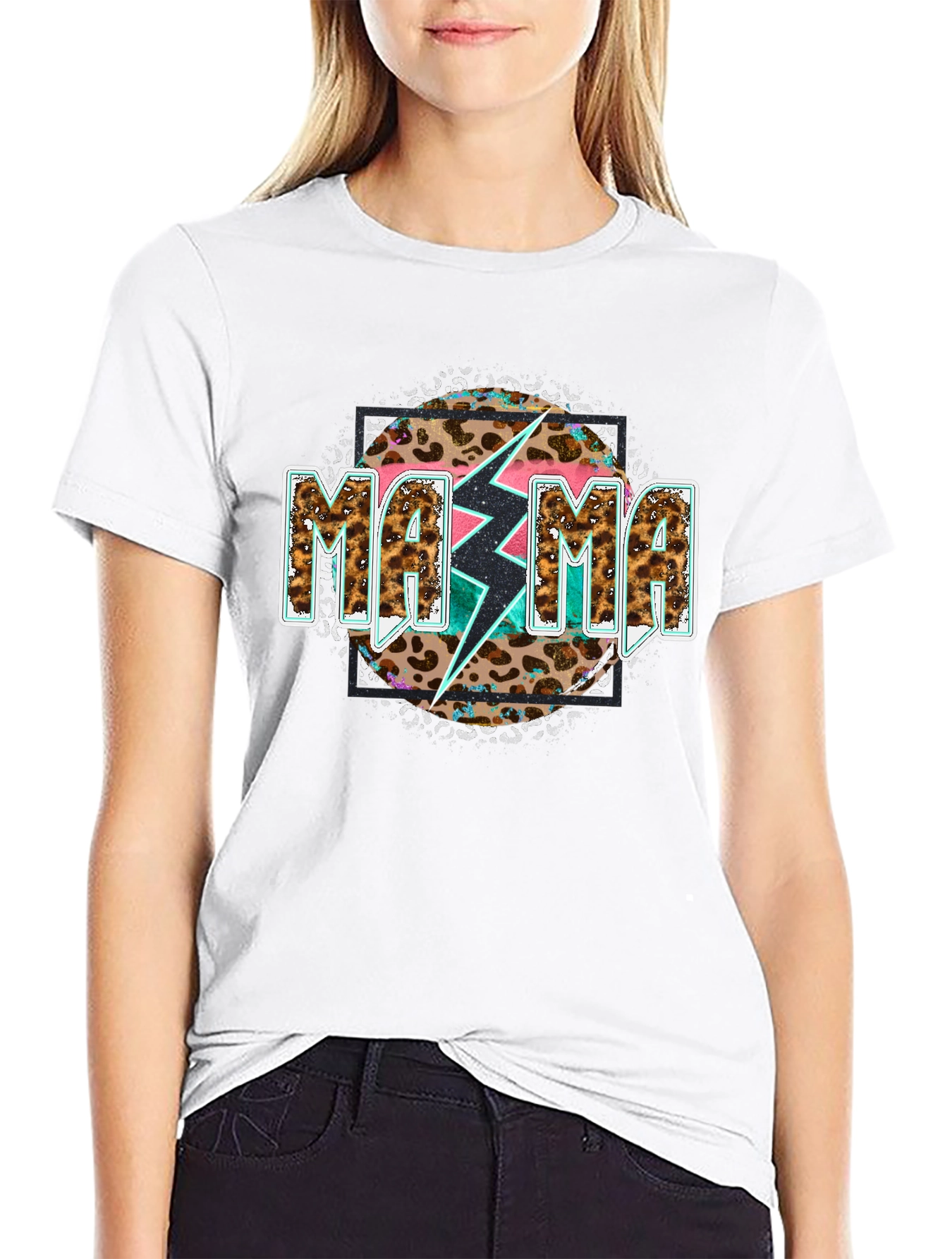 Mama Leopard Bolt Graphic Tee