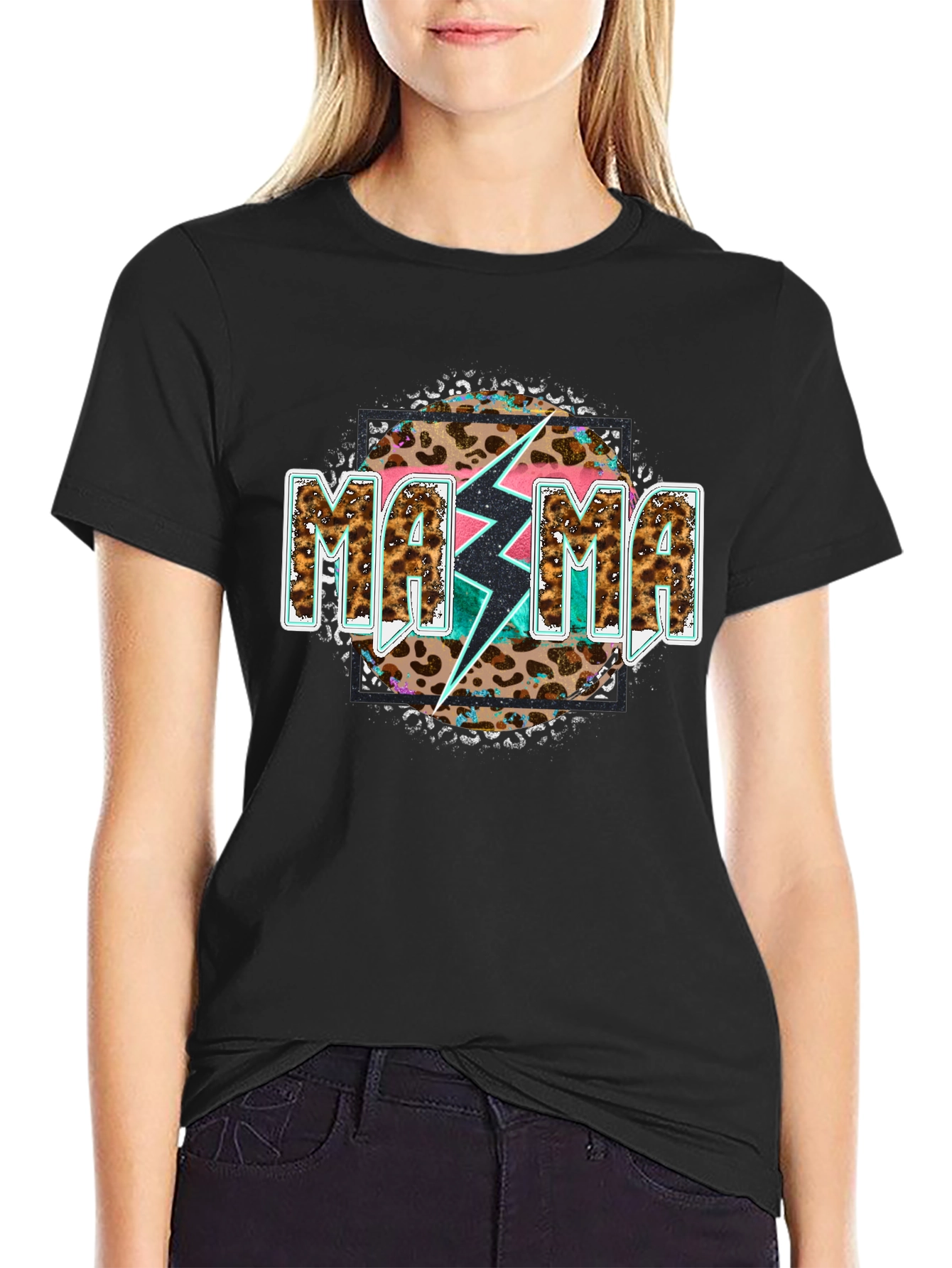 Mama Leopard Bolt Graphic Tee