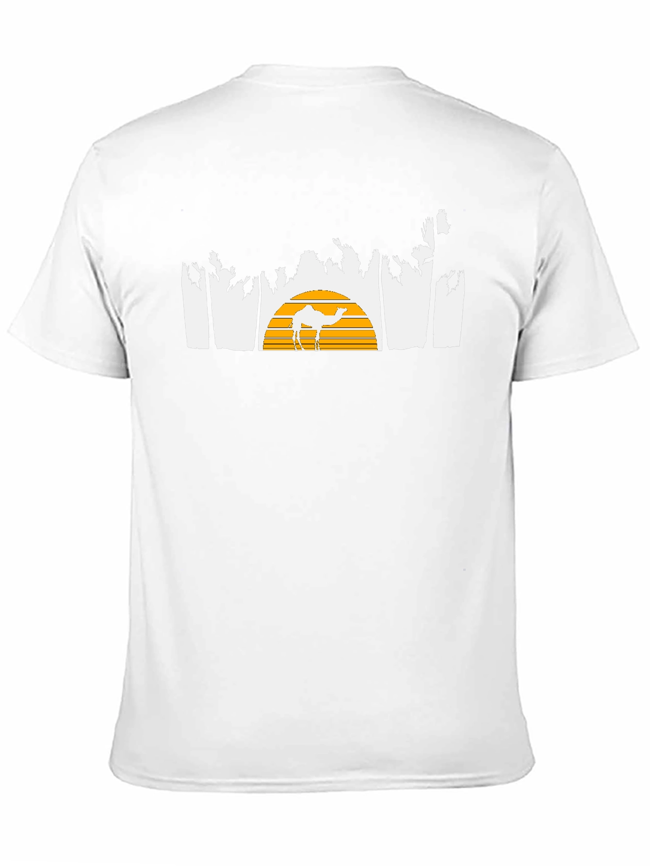 Desert Sunset Camel Graphic Tee - Black Cotton T-Shirt
