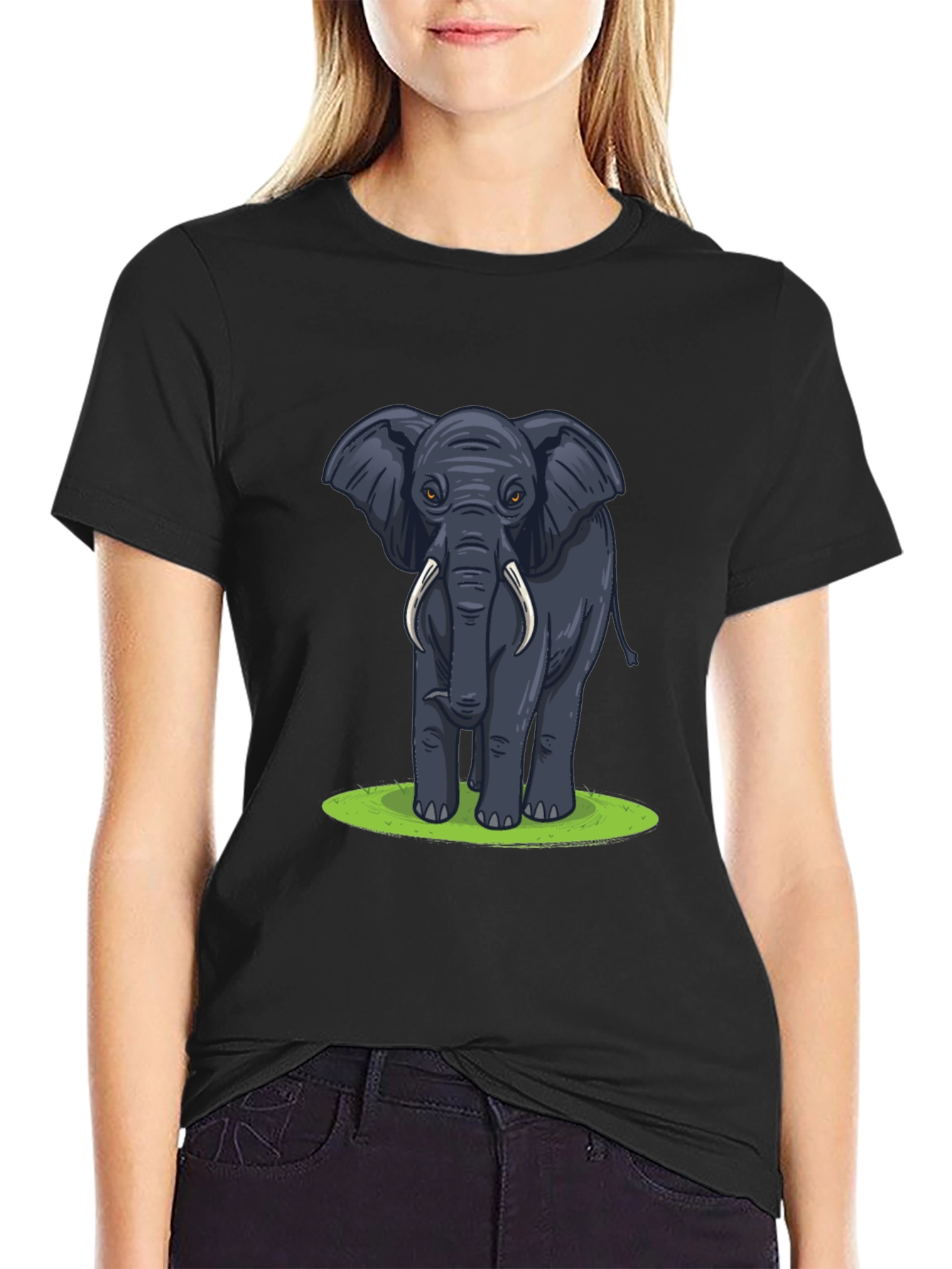 Elephant Graphic T-Shirt - Black Cotton Tee
