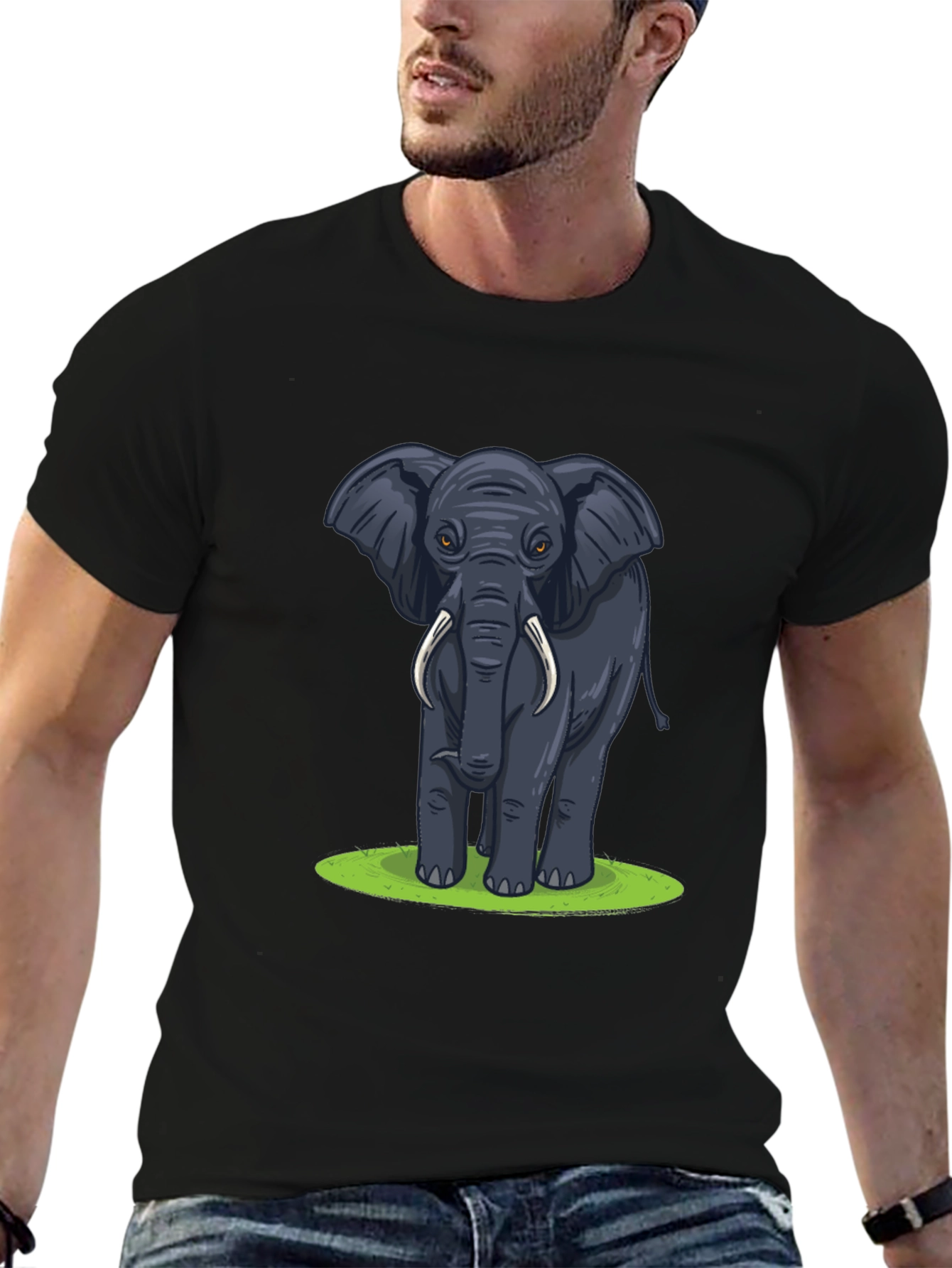 Elephant Graphic T-Shirt - Black Cotton Tee