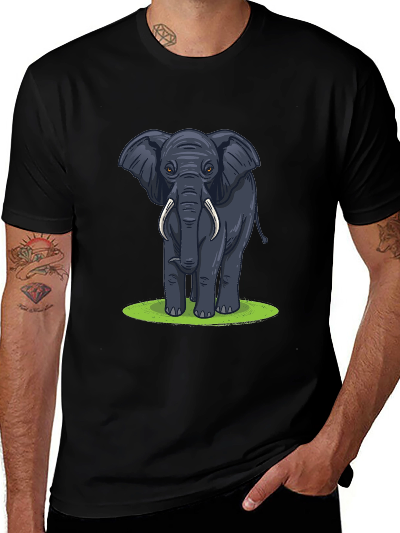 Elephant Graphic T-Shirt - Black Cotton Tee