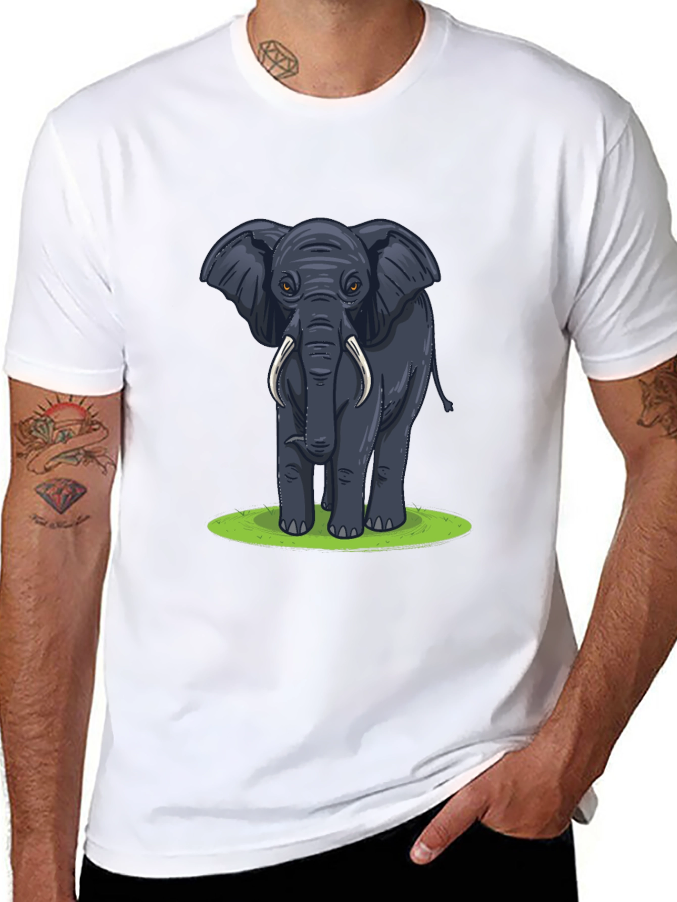 Elephant Graphic T-Shirt - Black Cotton Tee