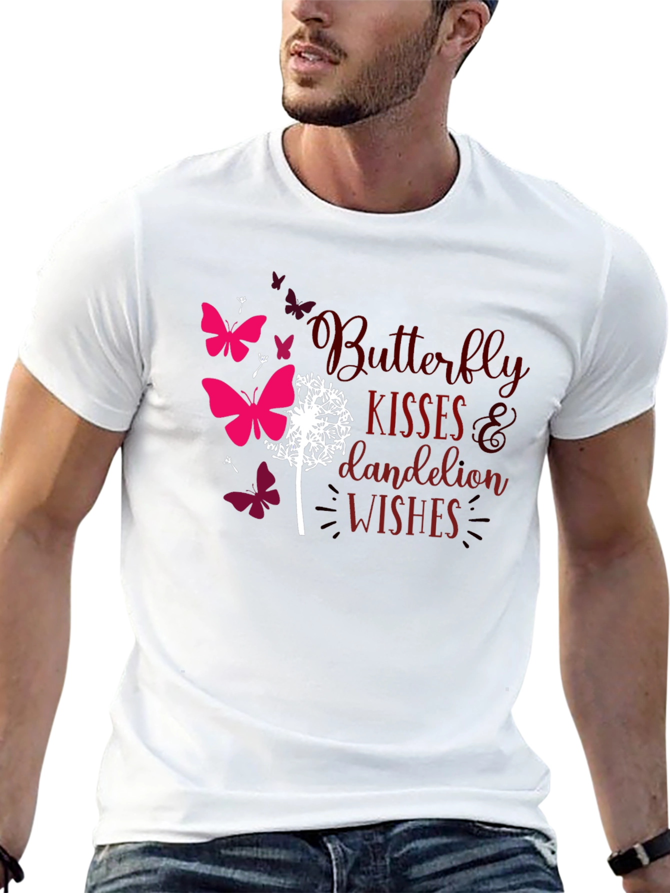 Butterfly Kisses Dandelion Wishes Black T-Shirt
