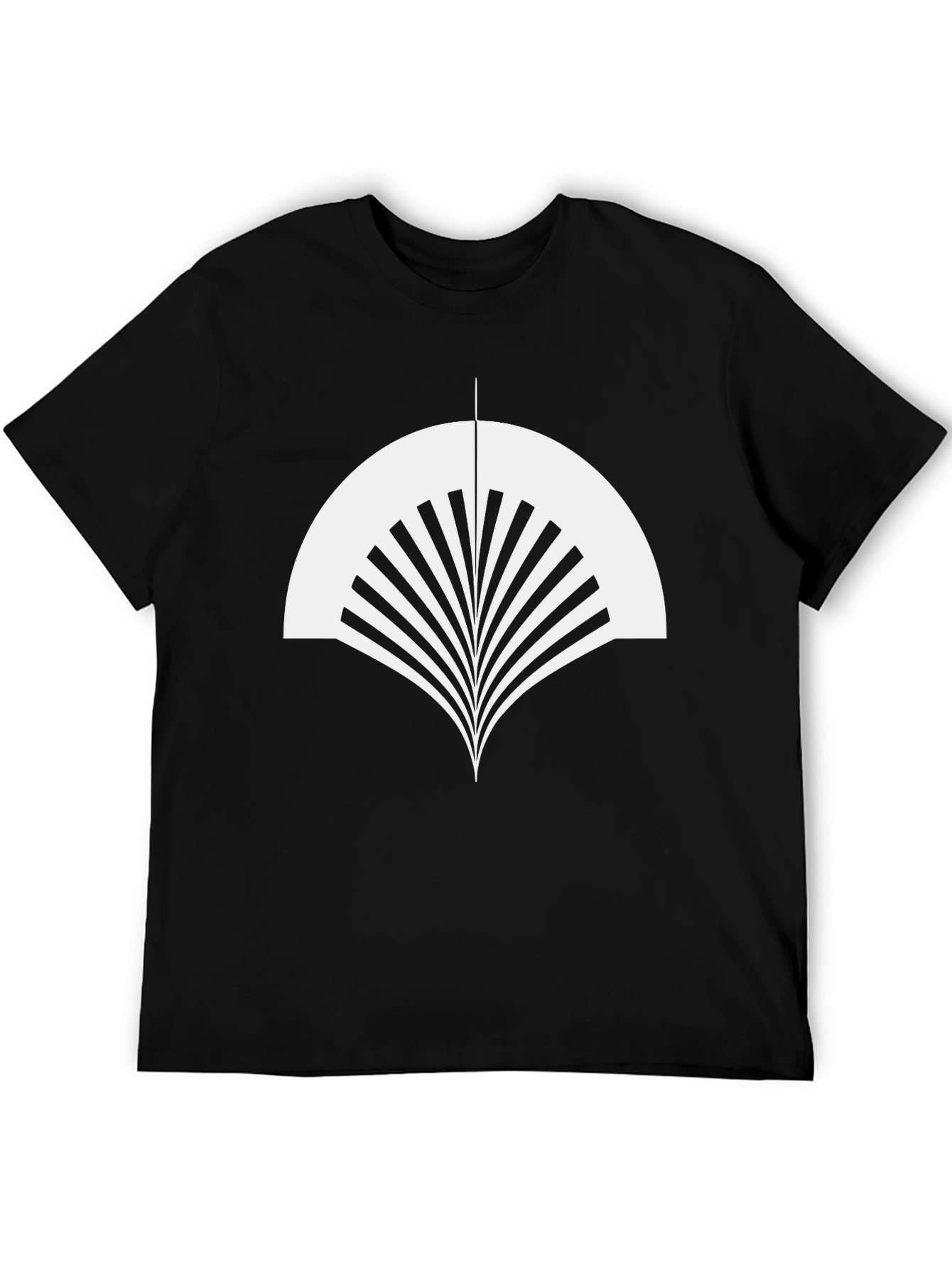 Modern Art Deco Fan Graphic Tee - Black