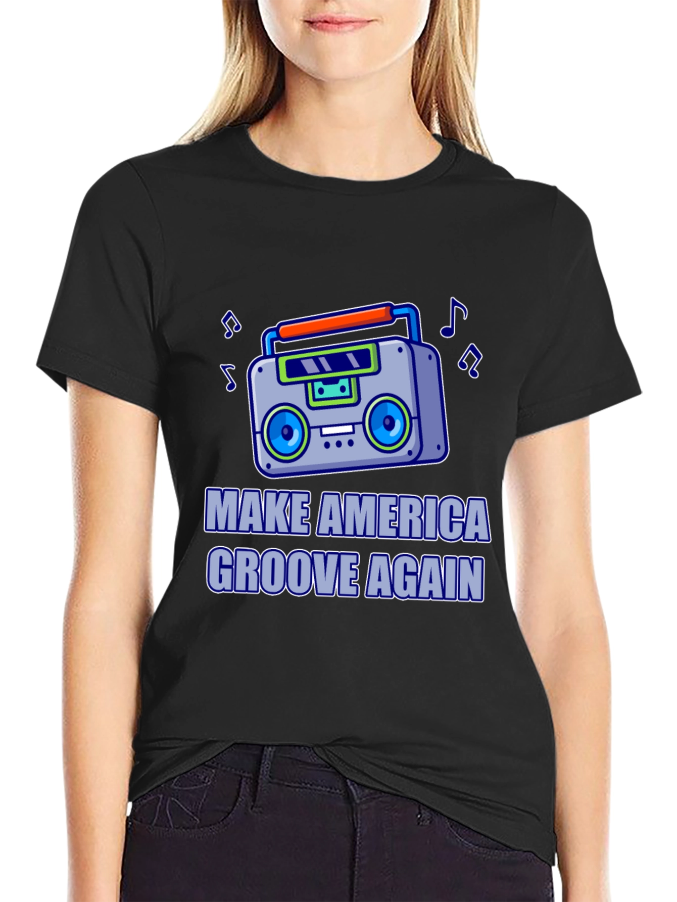 Retro Boombox T-Shirt - Make America Groove Again!
