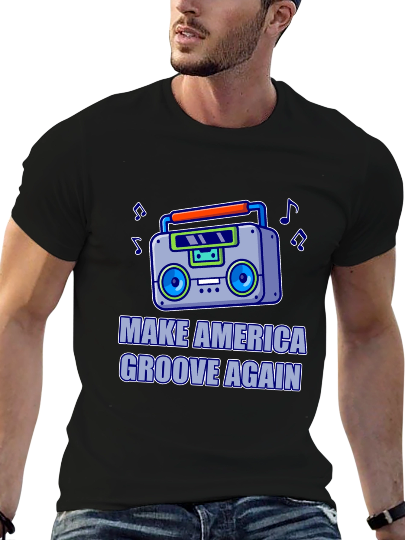 Retro Boombox T-Shirt - Make America Groove Again!
