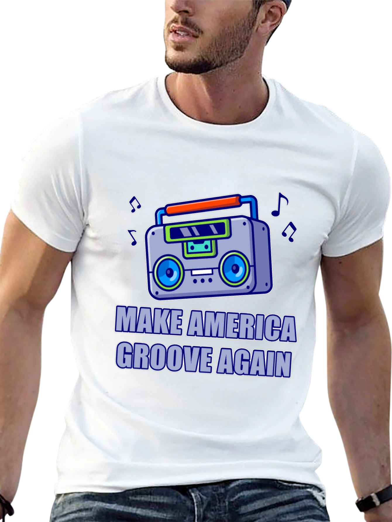 Retro Boombox T-Shirt - Make America Groove Again!