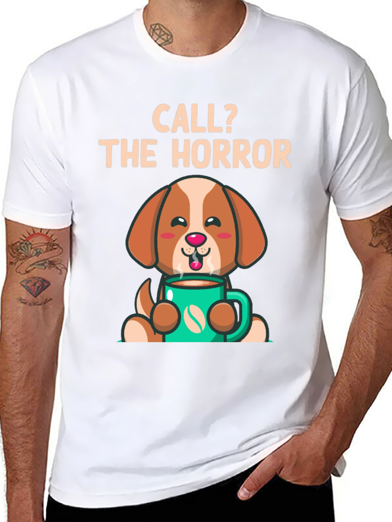 Call? The Horror Coffee Dog T-Shirt – Funny Dog Lover Tee