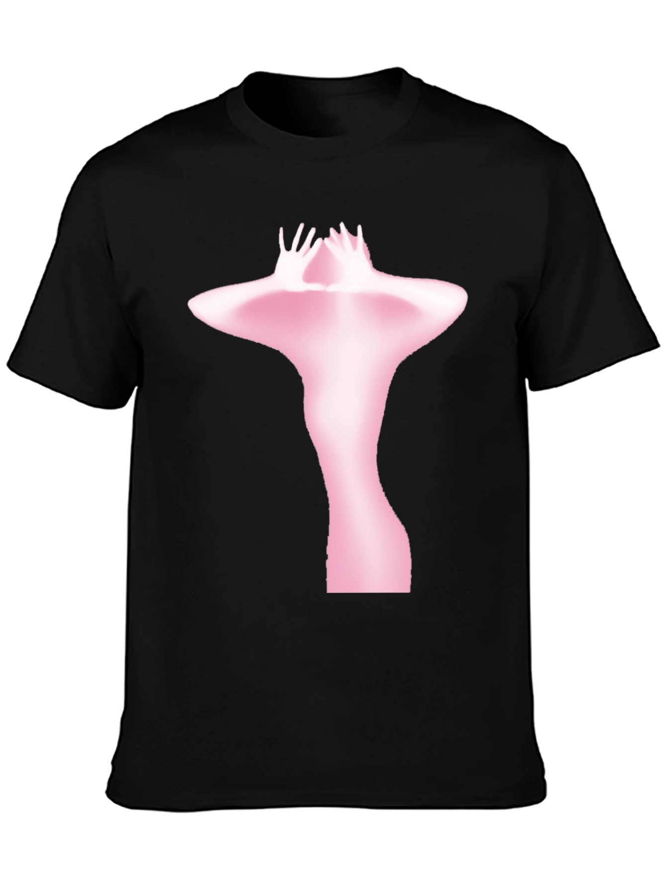 Abstract Pink Figure Print Black T-Shirt