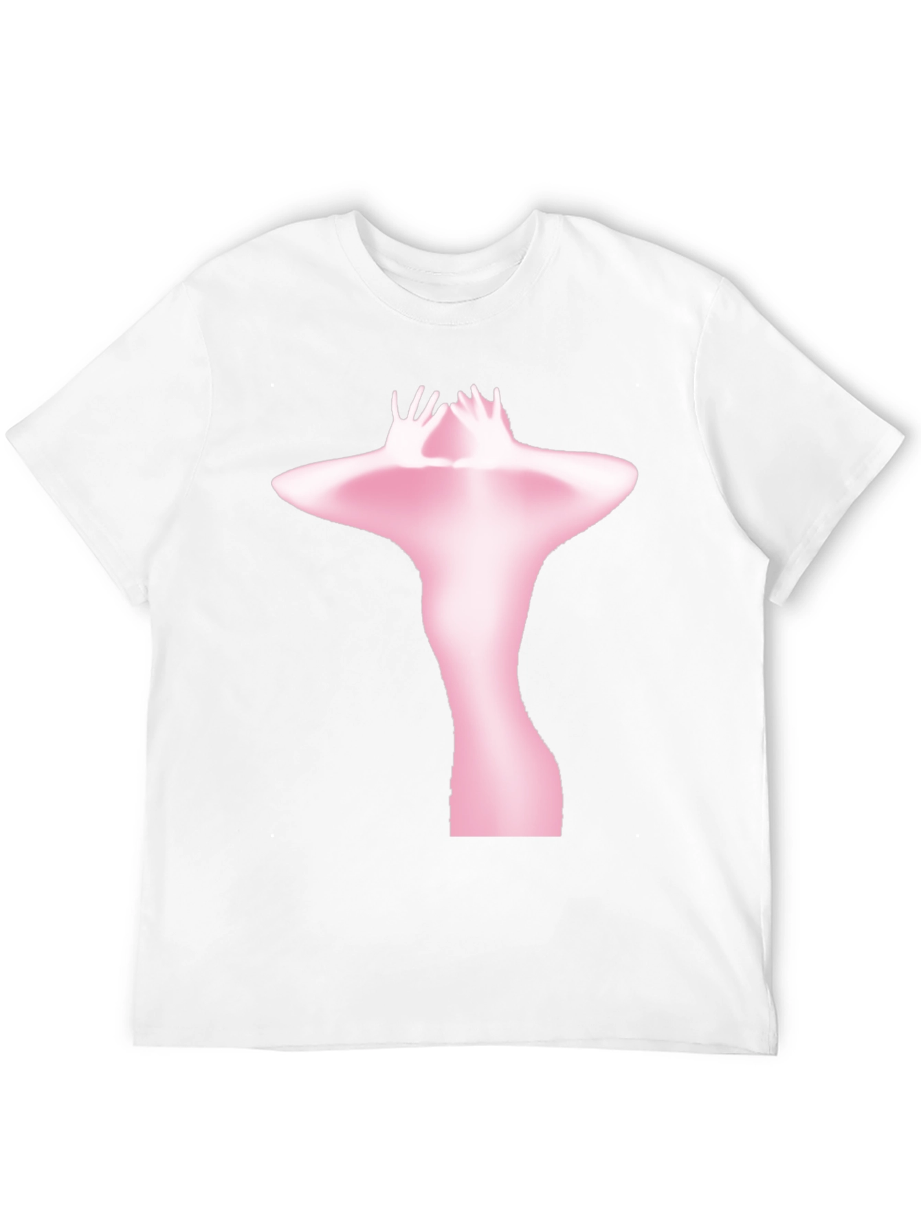 Abstract Pink Figure Print Black T-Shirt