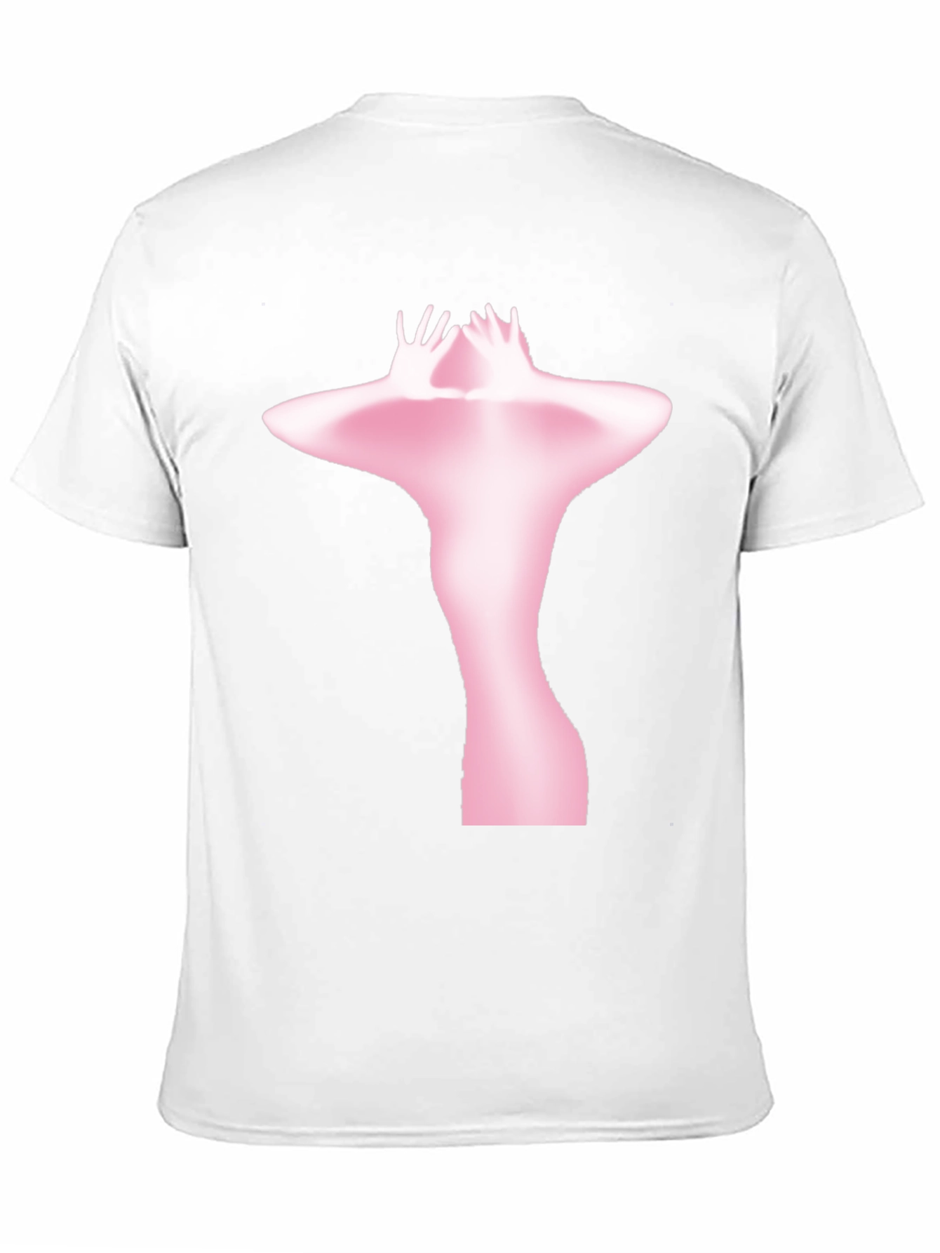 Abstract Pink Figure Print Black T-Shirt