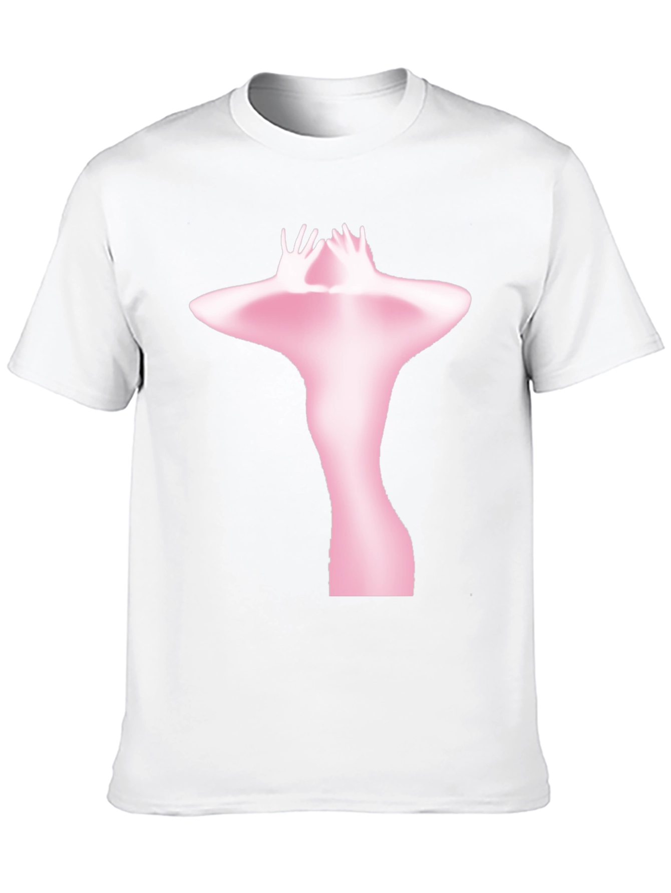 Abstract Pink Figure Print Black T-Shirt