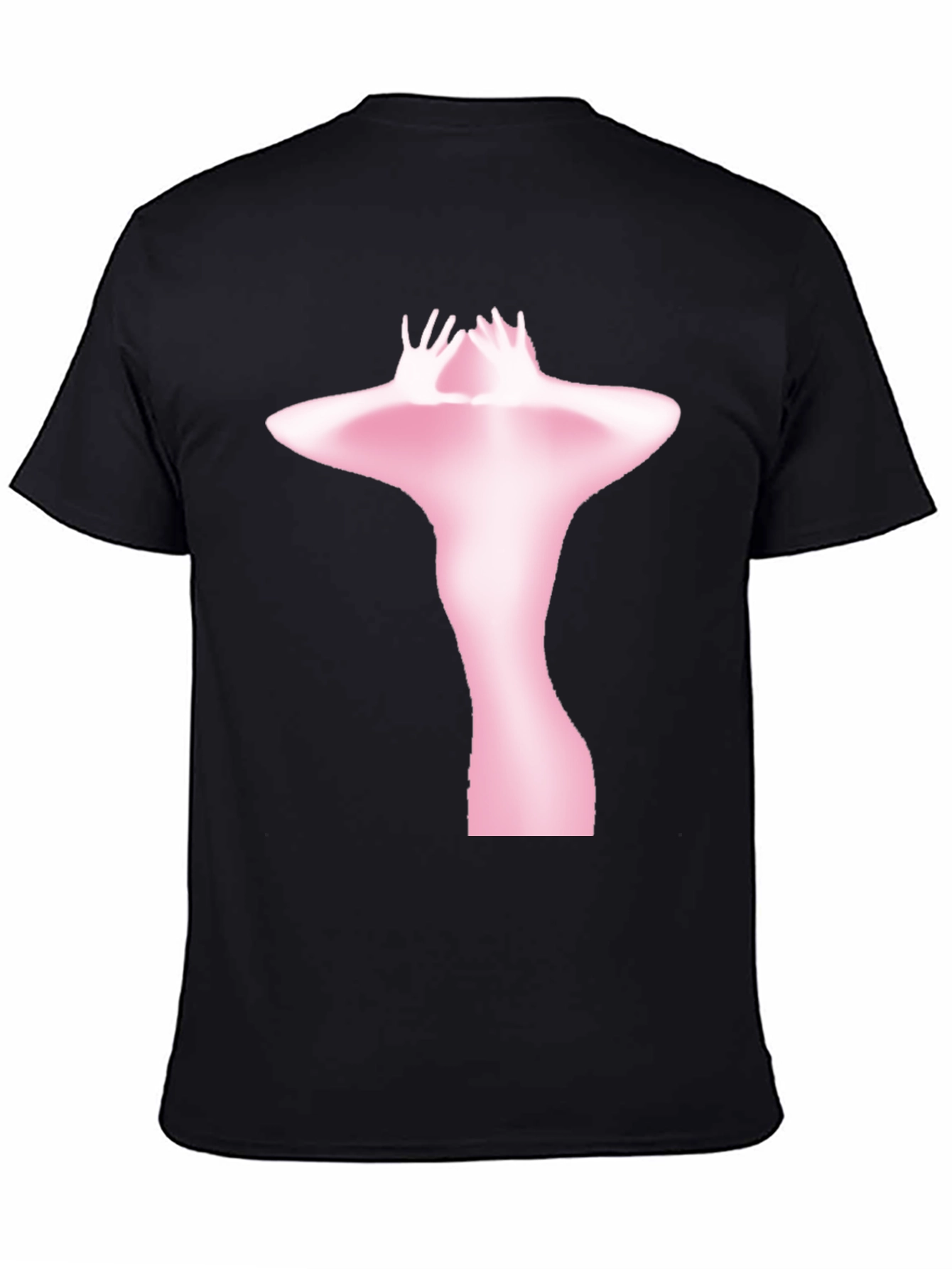 Abstract Pink Figure Print Black T-Shirt