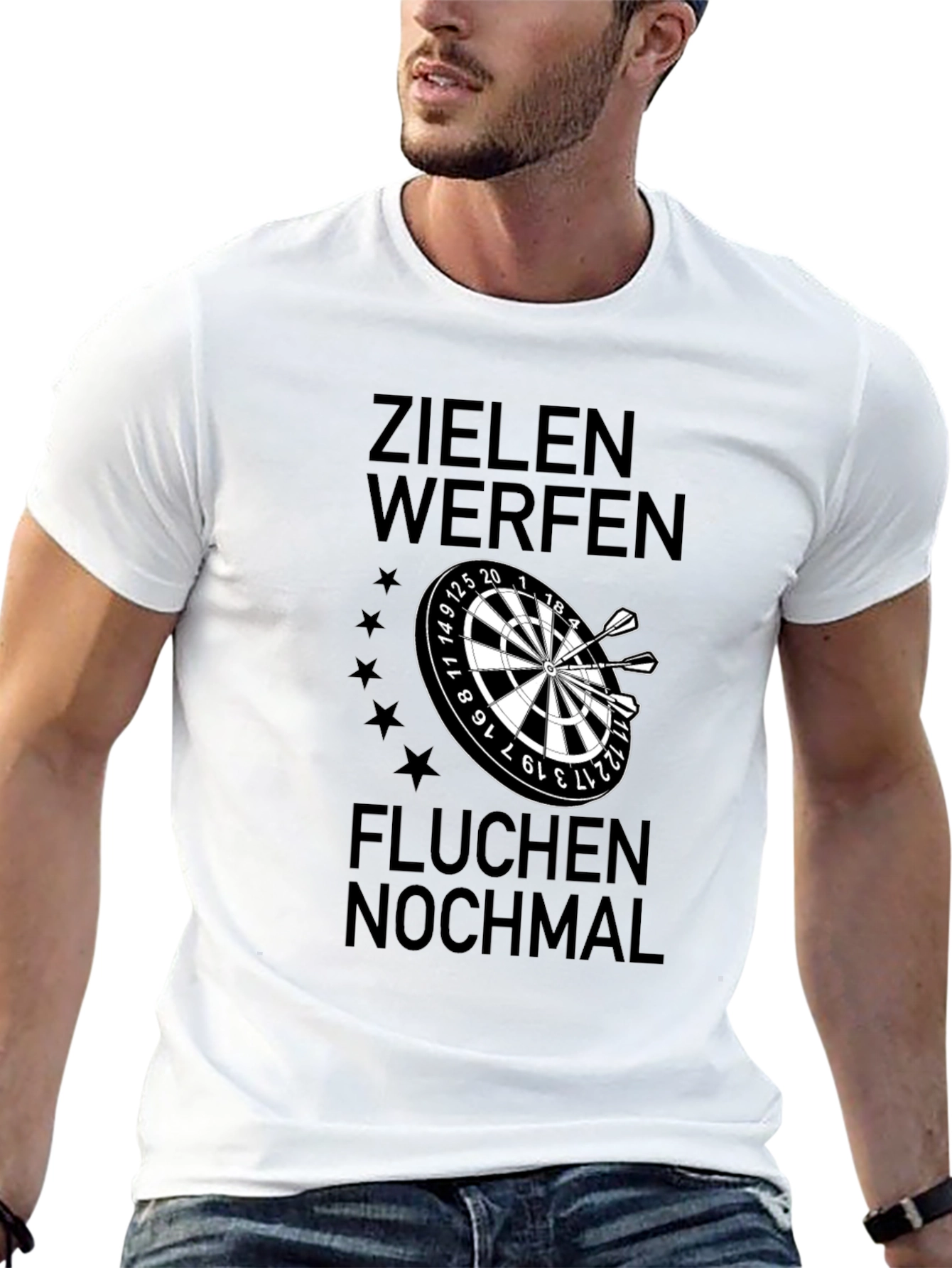 Darts Player T-Shirt - Zielen Werfen Fluchen Nochmal