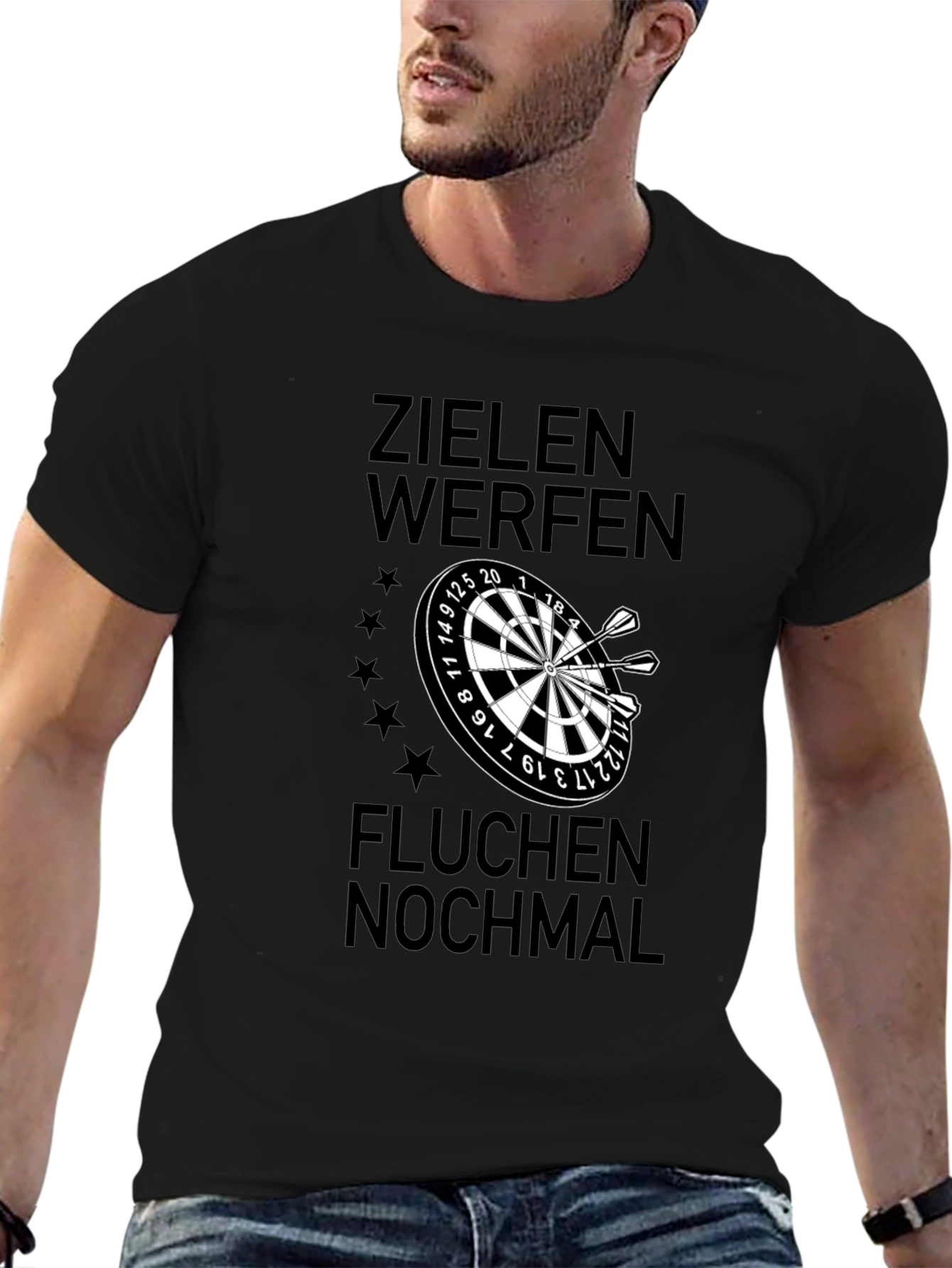 Darts Player T-Shirt - Zielen Werfen Fluchen Nochmal