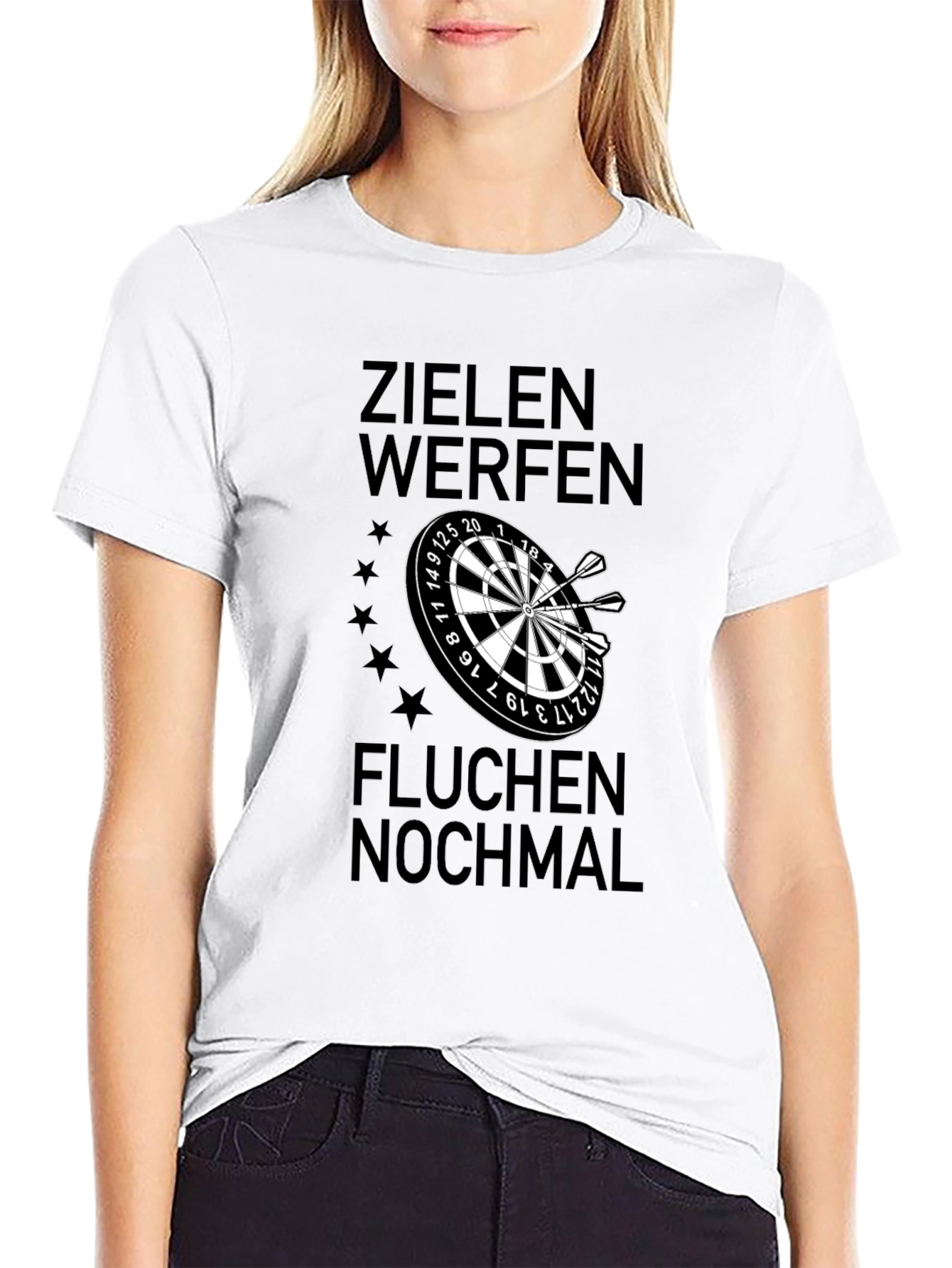 Darts Player T-Shirt - Zielen Werfen Fluchen Nochmal