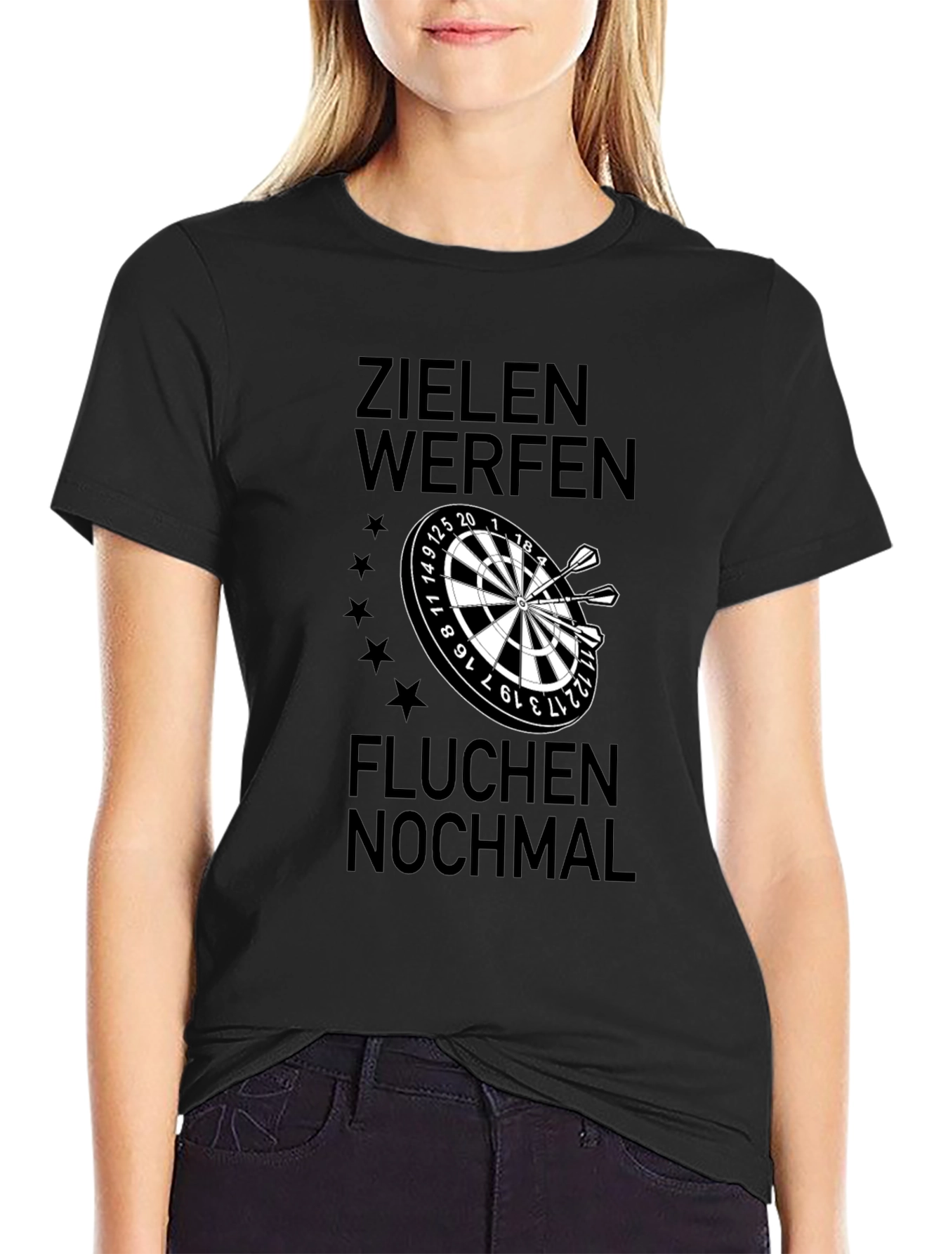 Darts Player T-Shirt - Zielen Werfen Fluchen Nochmal