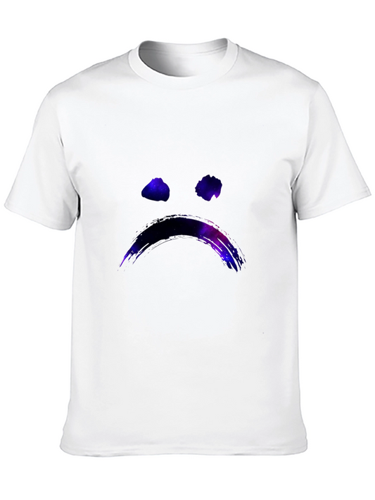 Galaxy Sad Face Graphic Black T-Shirt