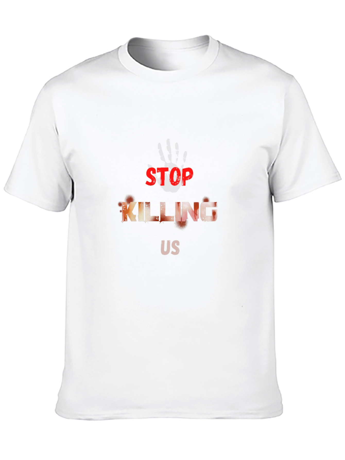 Stop Killing Us Graphic Print Black T-Shirt