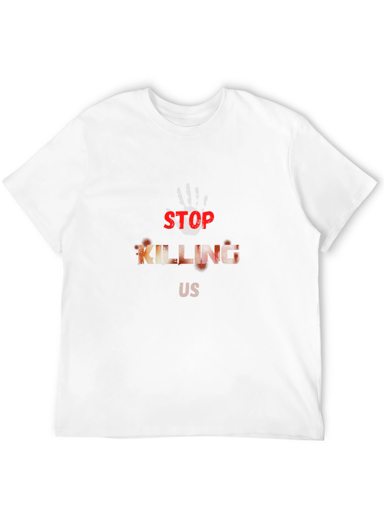 Stop Killing Us Graphic Print Black T-Shirt