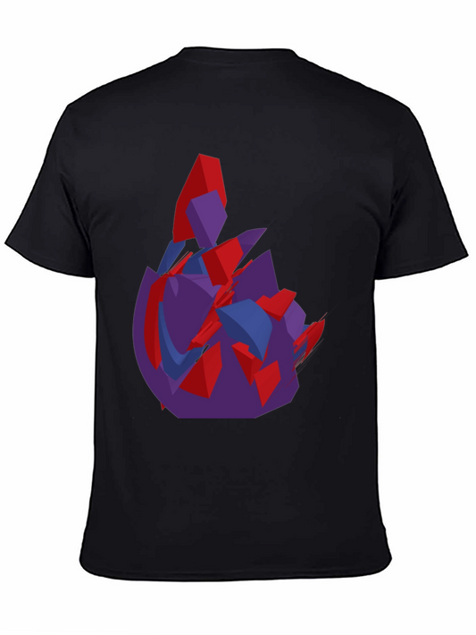 Abstract Graphic Print Black Crew Neck T-Shirt