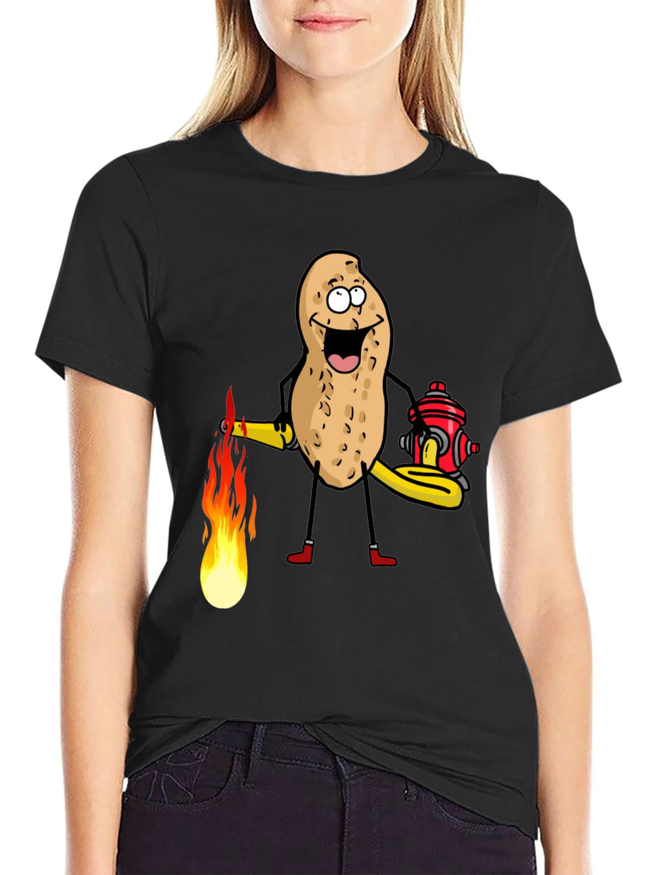 Firefighter Peanut Graphic Tee - Black