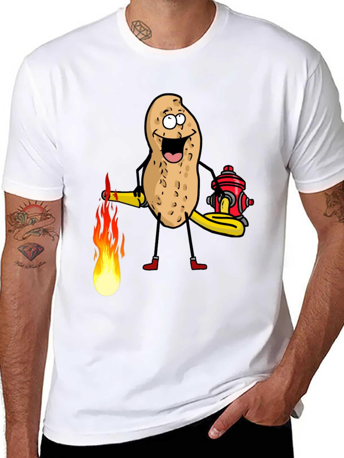 Firefighter Peanut Graphic Tee - Black