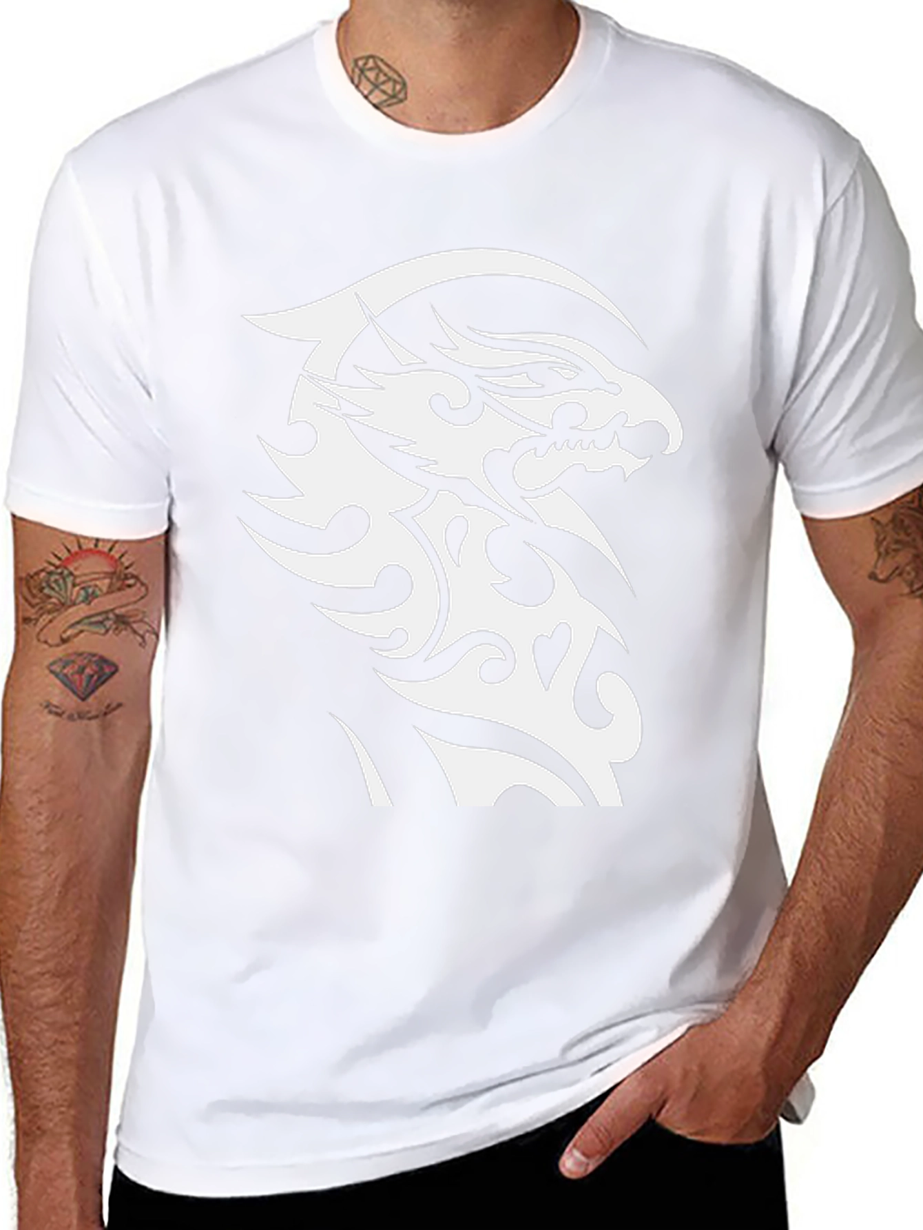 Tribal Dragon Graphic Tee - Black Cotton