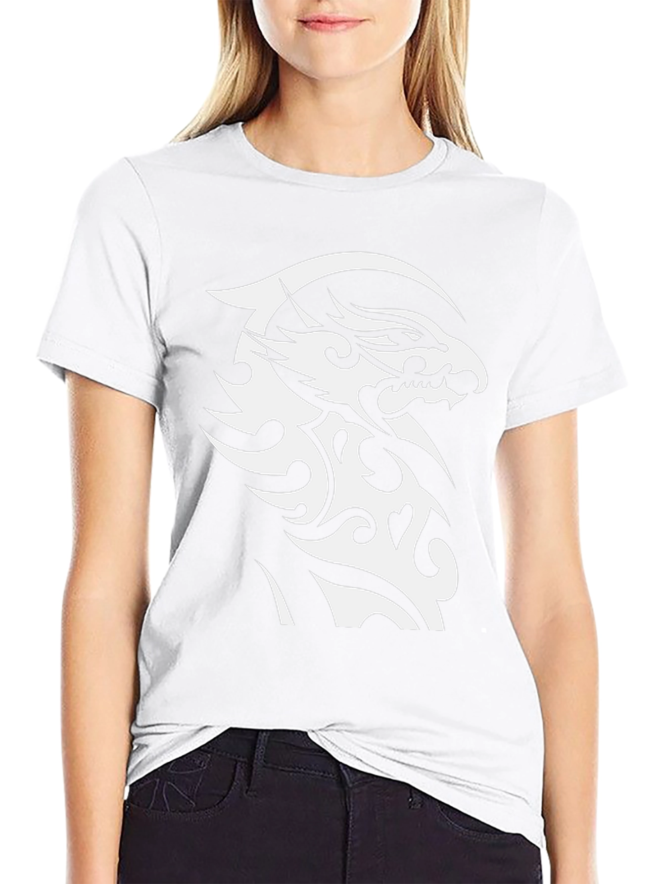 Tribal Dragon Graphic Tee - Black Cotton