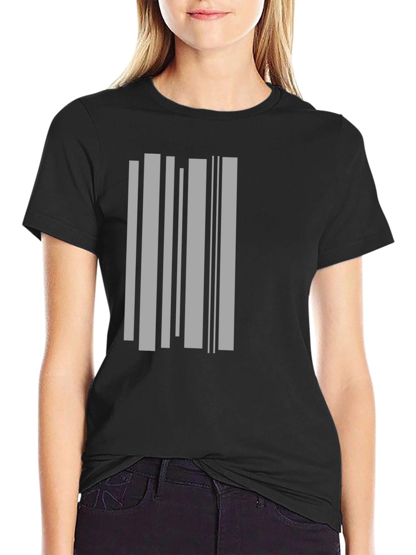 Modern Barcode Graphic Black T-Shirt