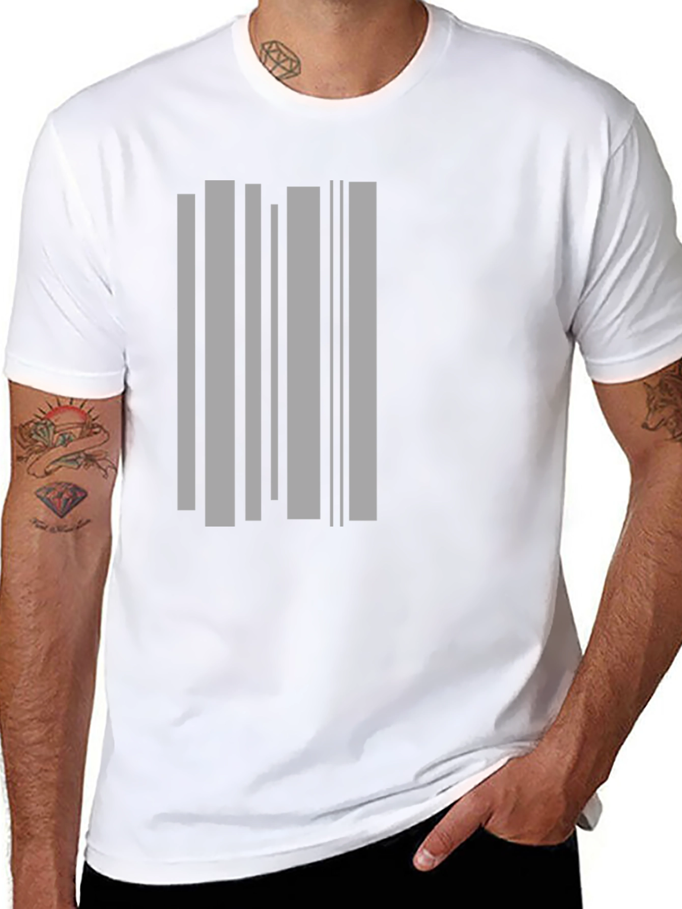 Modern Barcode Graphic Black T-Shirt