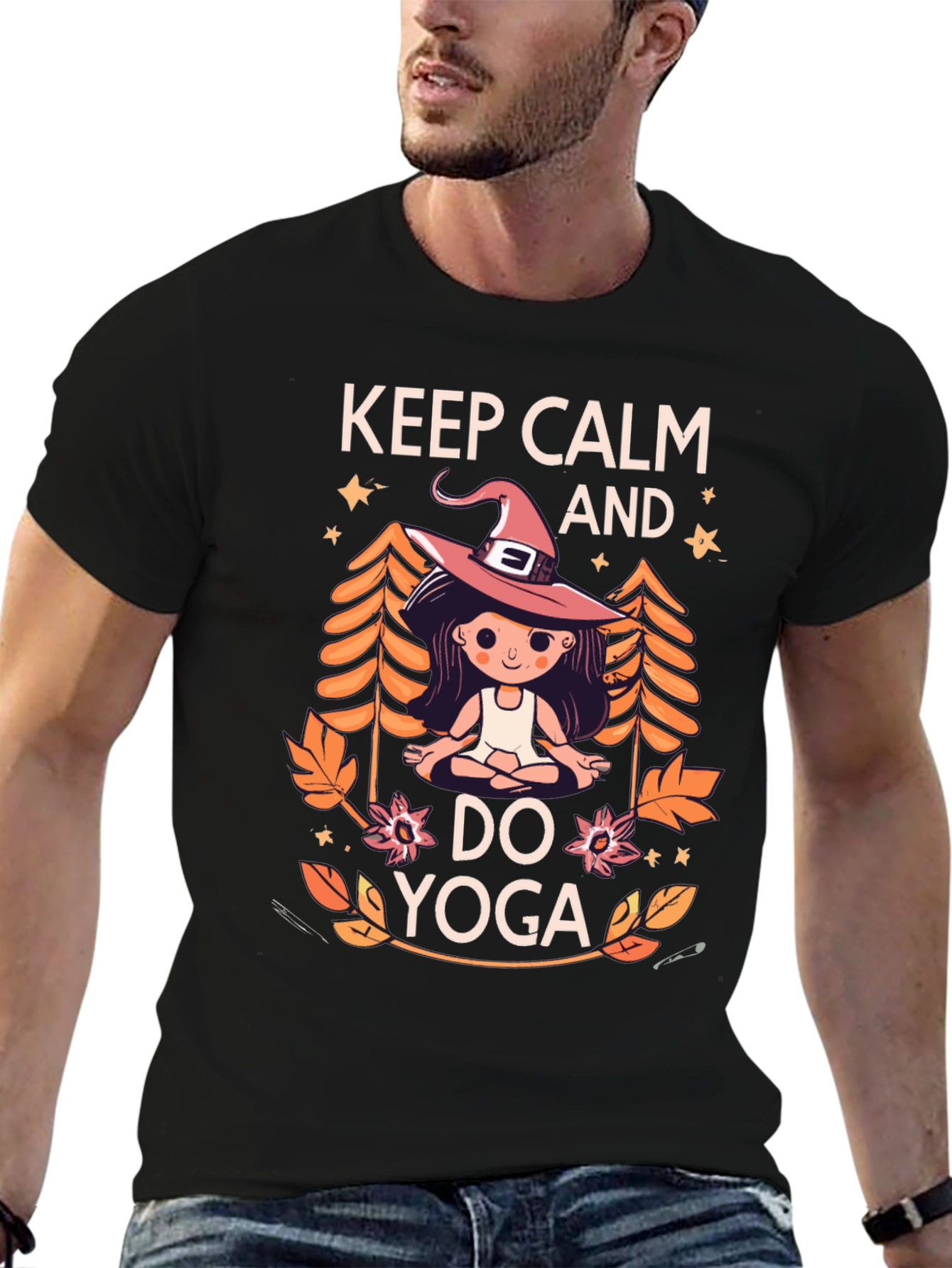 Keep Calm and Do Yoga Witch Graphic T-Shirt