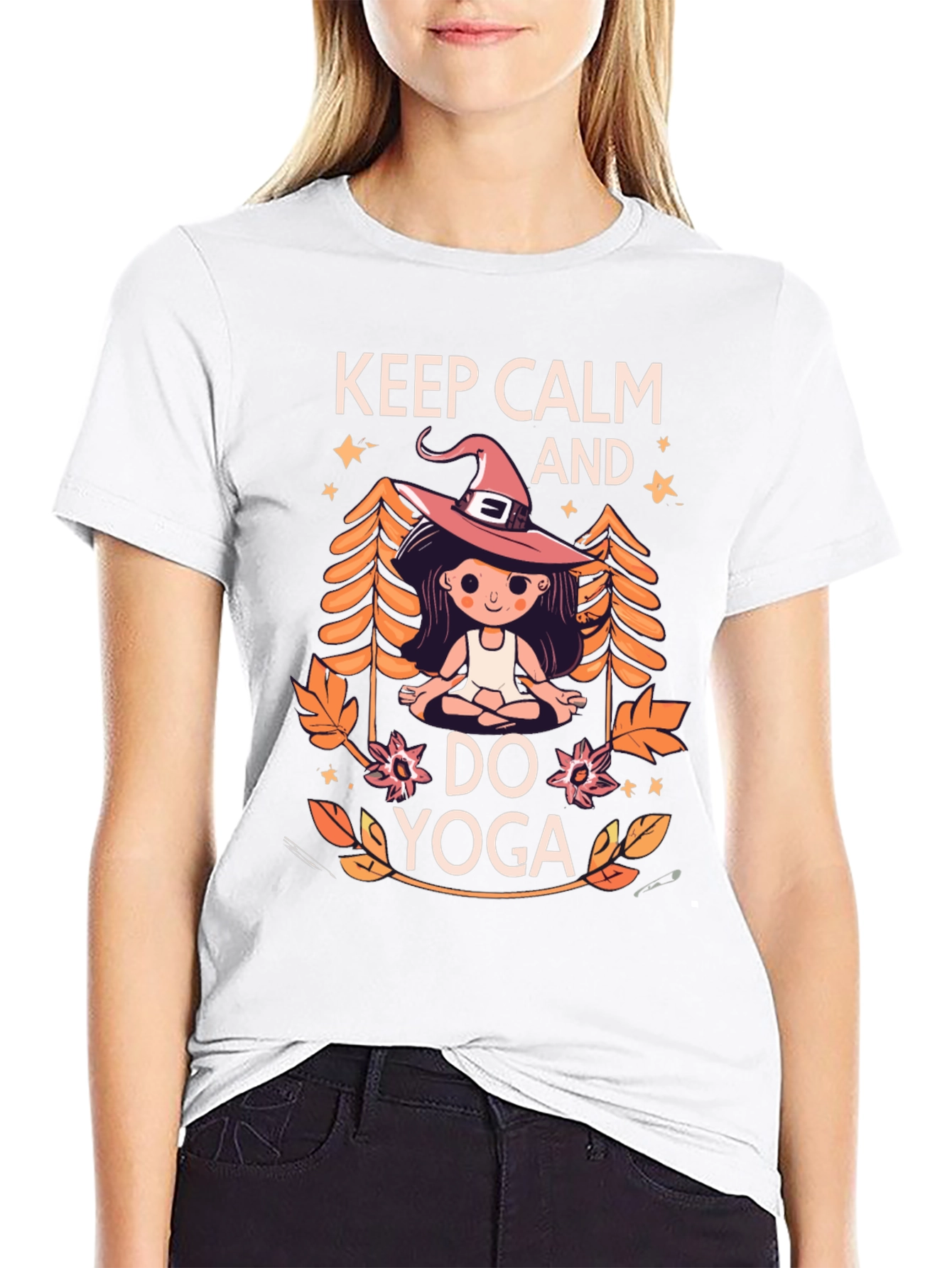 Keep Calm and Do Yoga Witch Graphic T-Shirt