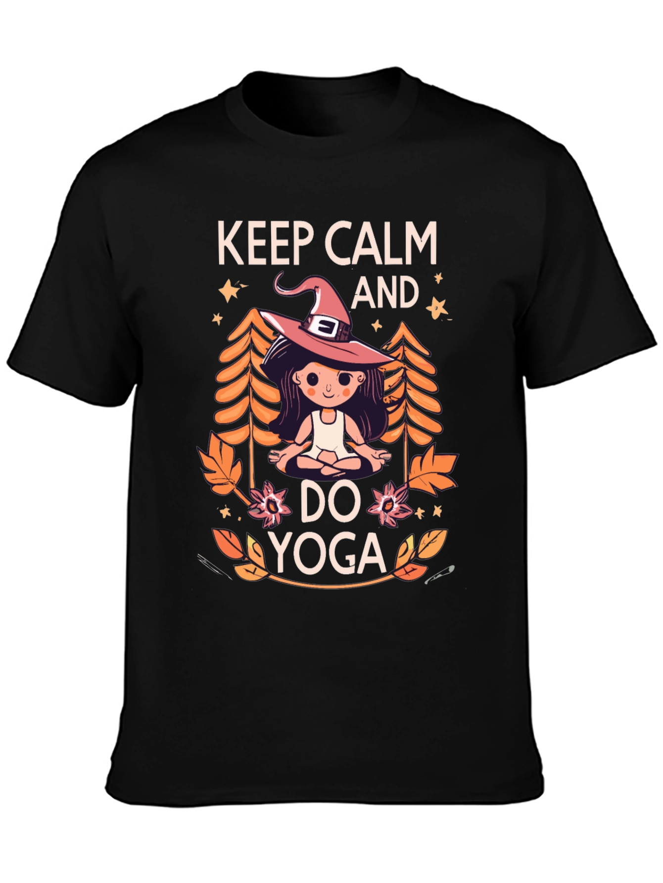Keep Calm and Do Yoga Witch Graphic T-Shirt