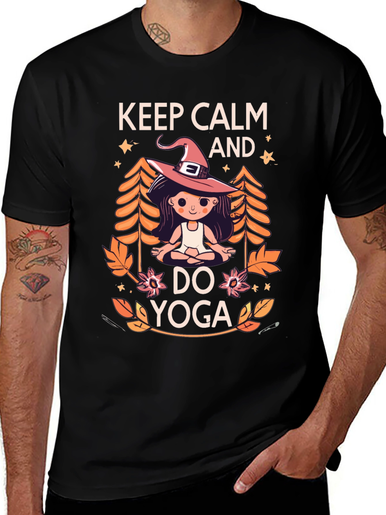 Keep Calm and Do Yoga Witch Graphic T-Shirt
