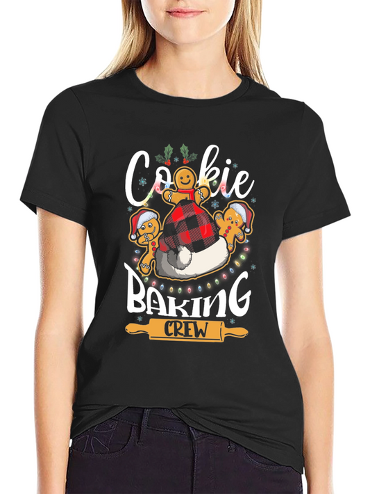 Cookie Baking Crew T-Shirt Gingerbread Man Festive Top