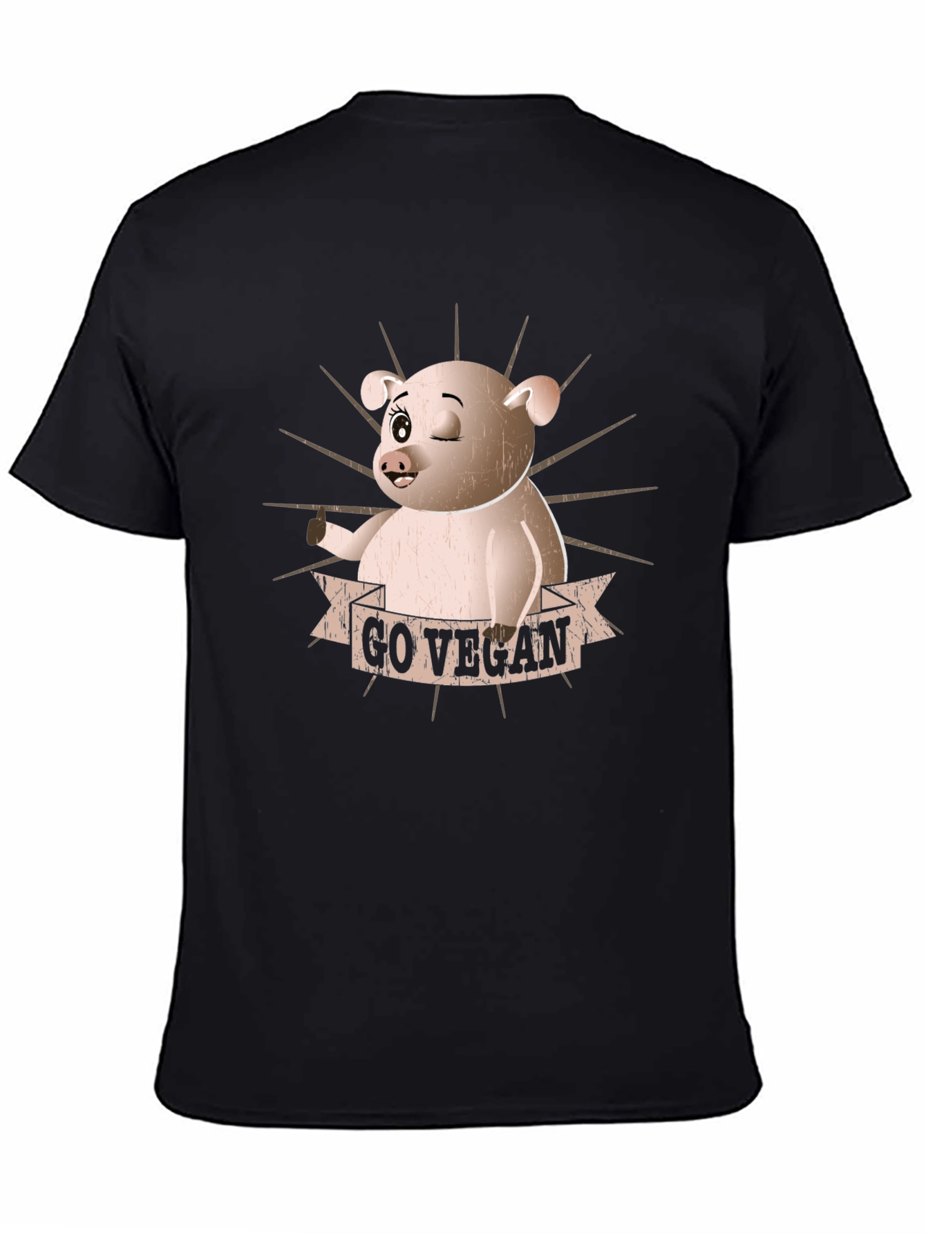 Go Vegan Pig Graphic T-Shirt