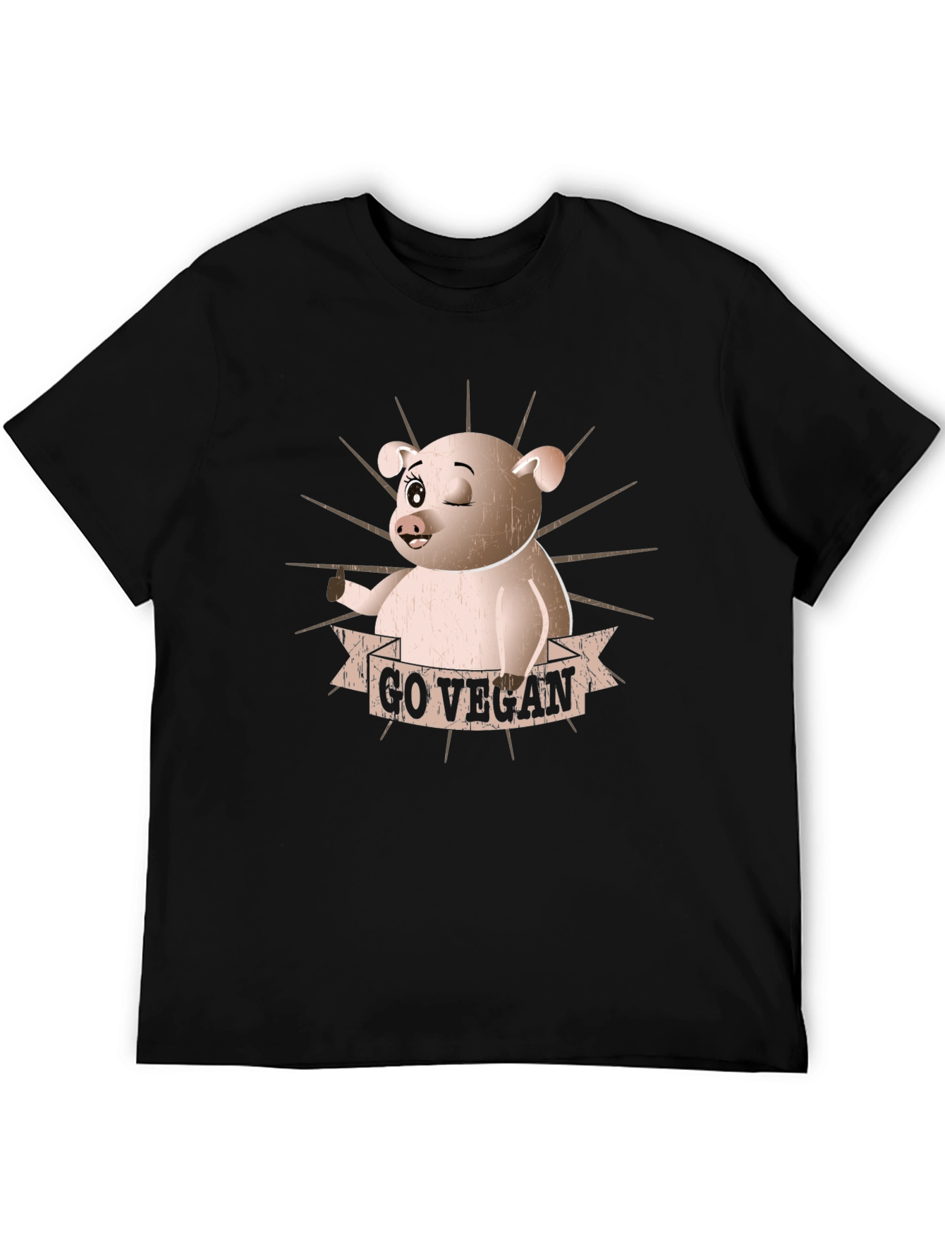 Go Vegan Pig Graphic T-Shirt